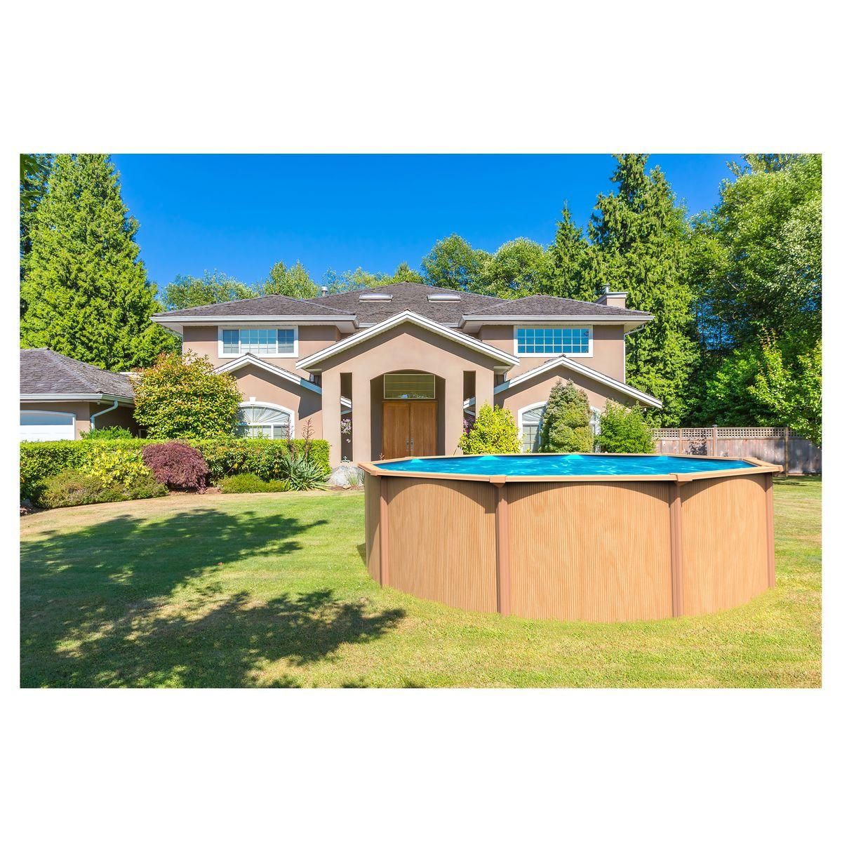 trigano Piscine ronde hors sol en acier aspect bois CANYON 3,90 m