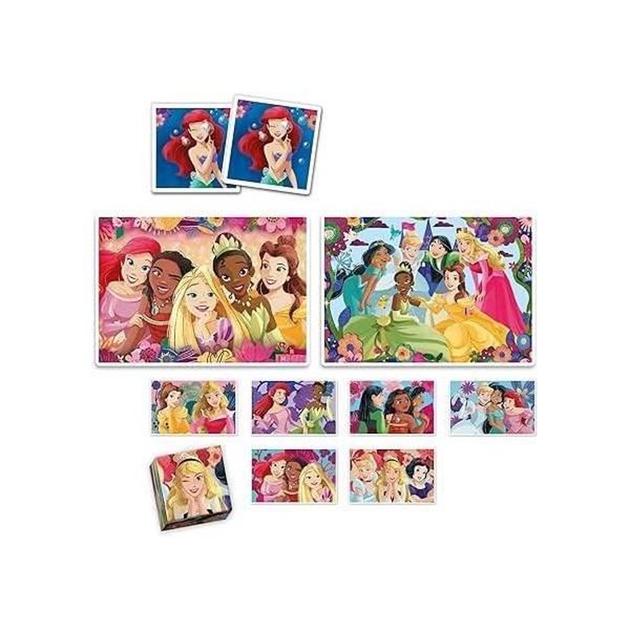 Voir la diapositive 2 : CLEMENTONI Clementoni - Edukit - Disney Princesses - Coffret apprentissage 4 en 1 - 2 puzzles, 1 mémo, 1 jeu de 6 cubes - Fabriqué en Ita
