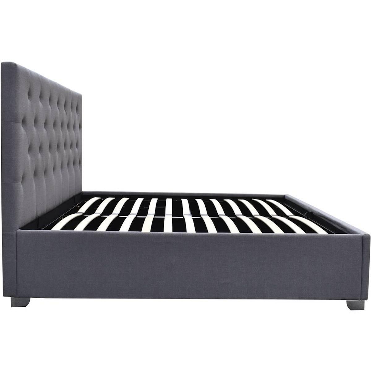 Habitat et Jardin Lit double avec coffre  Tino  - 160 × 200 cm - Gris