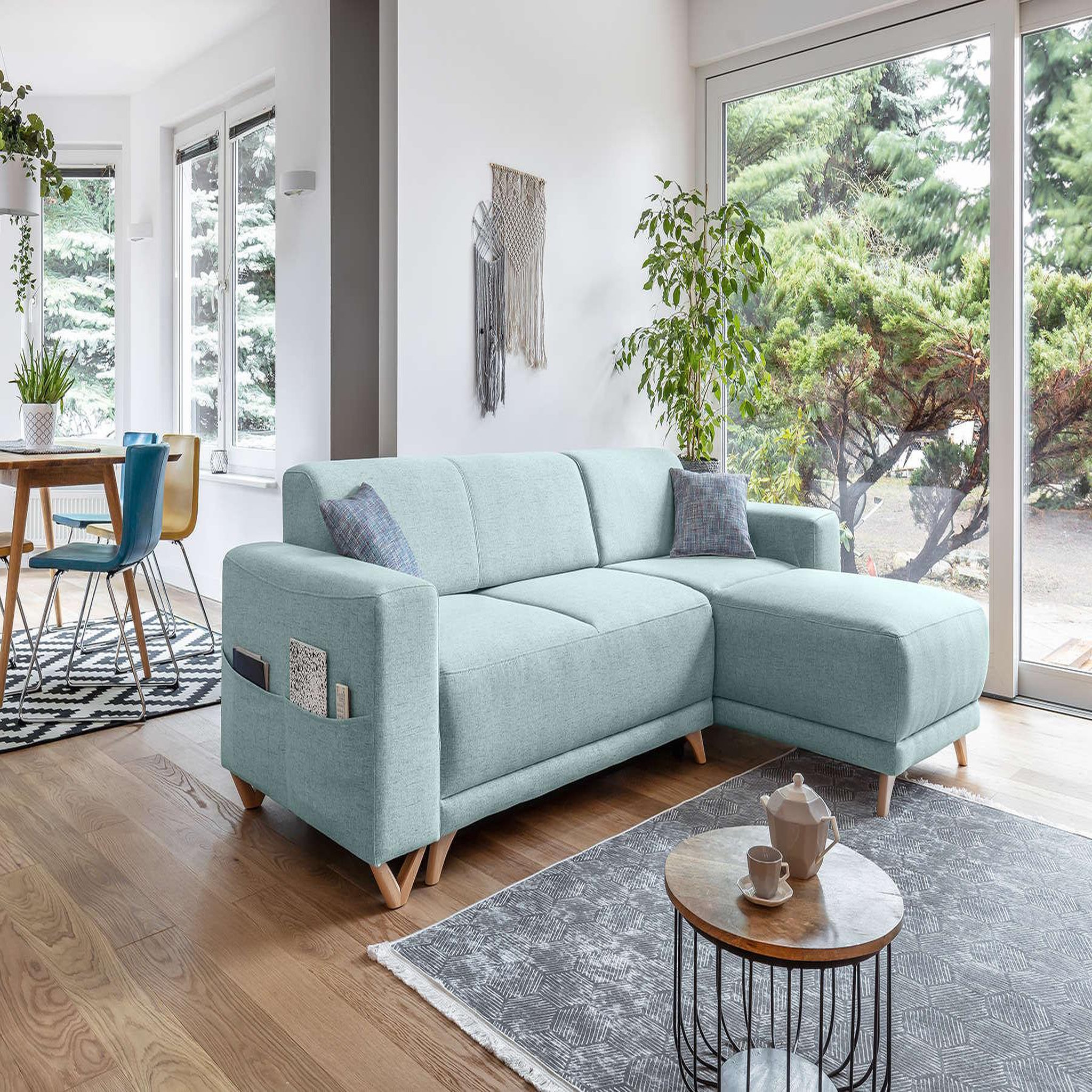 Voir la diapositive 1 : BEST MOBILIER Bella - canapé d'angle réversible convertible - avec coffre - 4 places - tissu