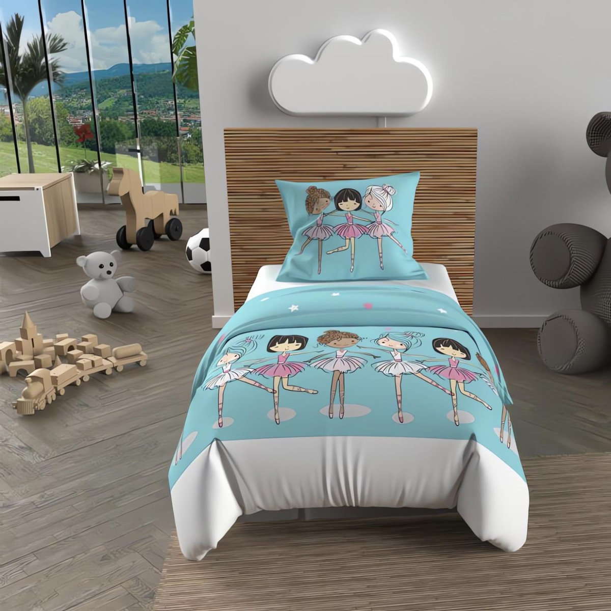 SOLEIL D'OCRE Parure housse de couette DANSEUSES, 100% coton 57 fils/cm2, par Soleil d'Ocre