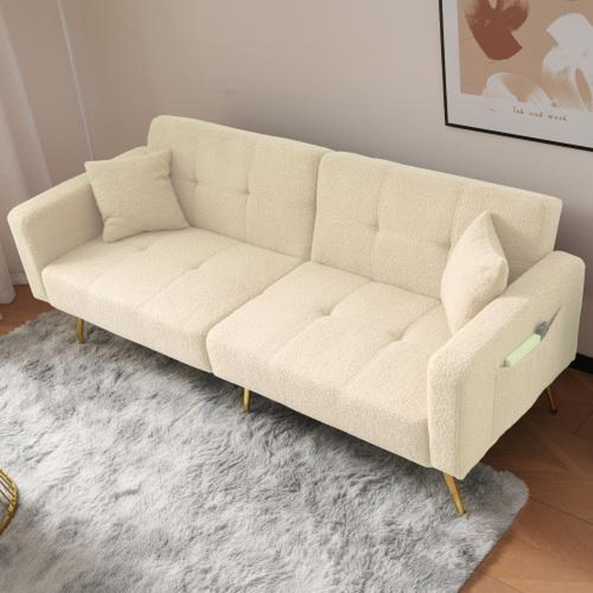Voir la diapositive 5 : MERAX Canapé droit convertible 2 places tissu