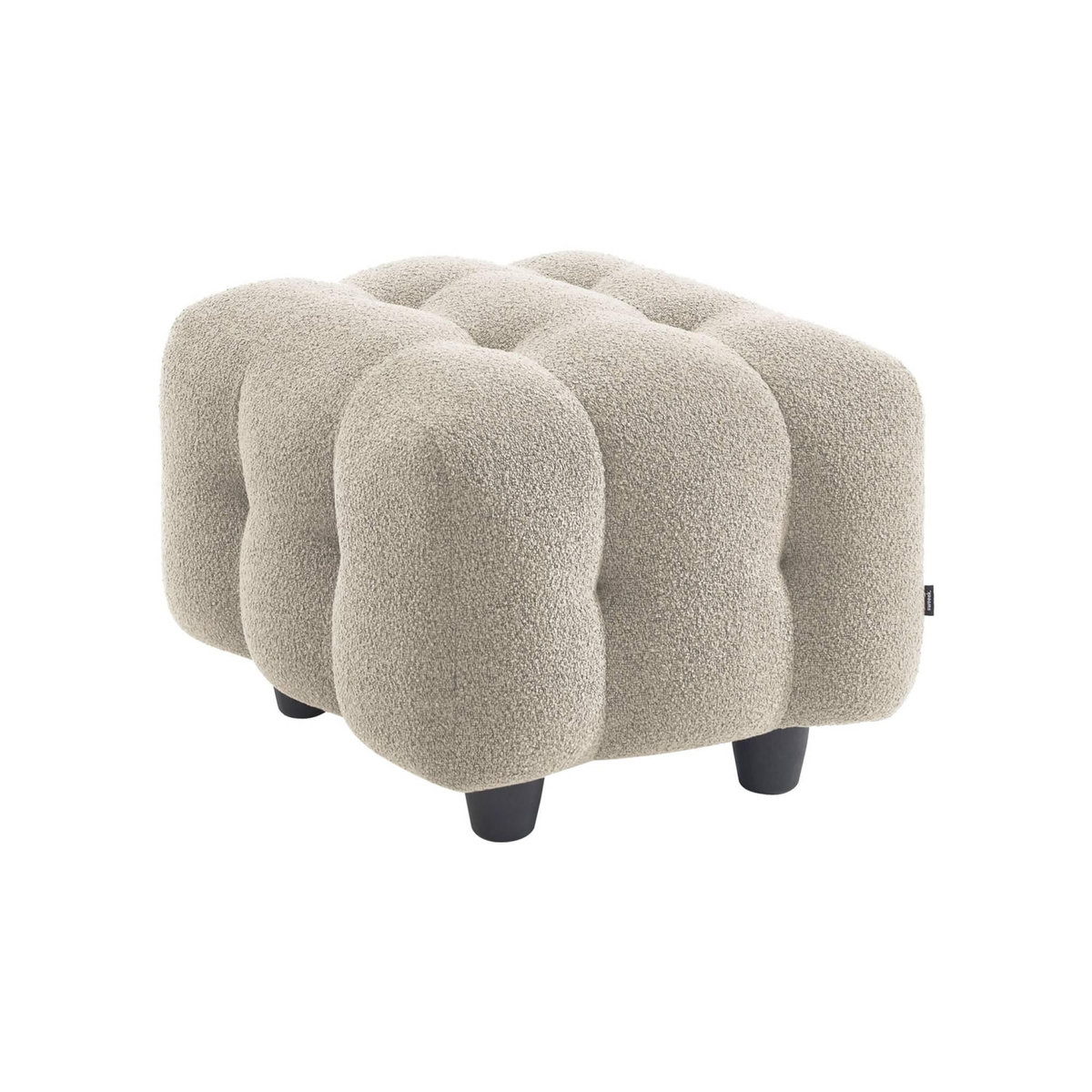 SWEEEK Pouf. module pour canapé. repose-pieds pour canapé 2 places en bouclette texturée beige L 69 x P 59 x H 48cm - Leon