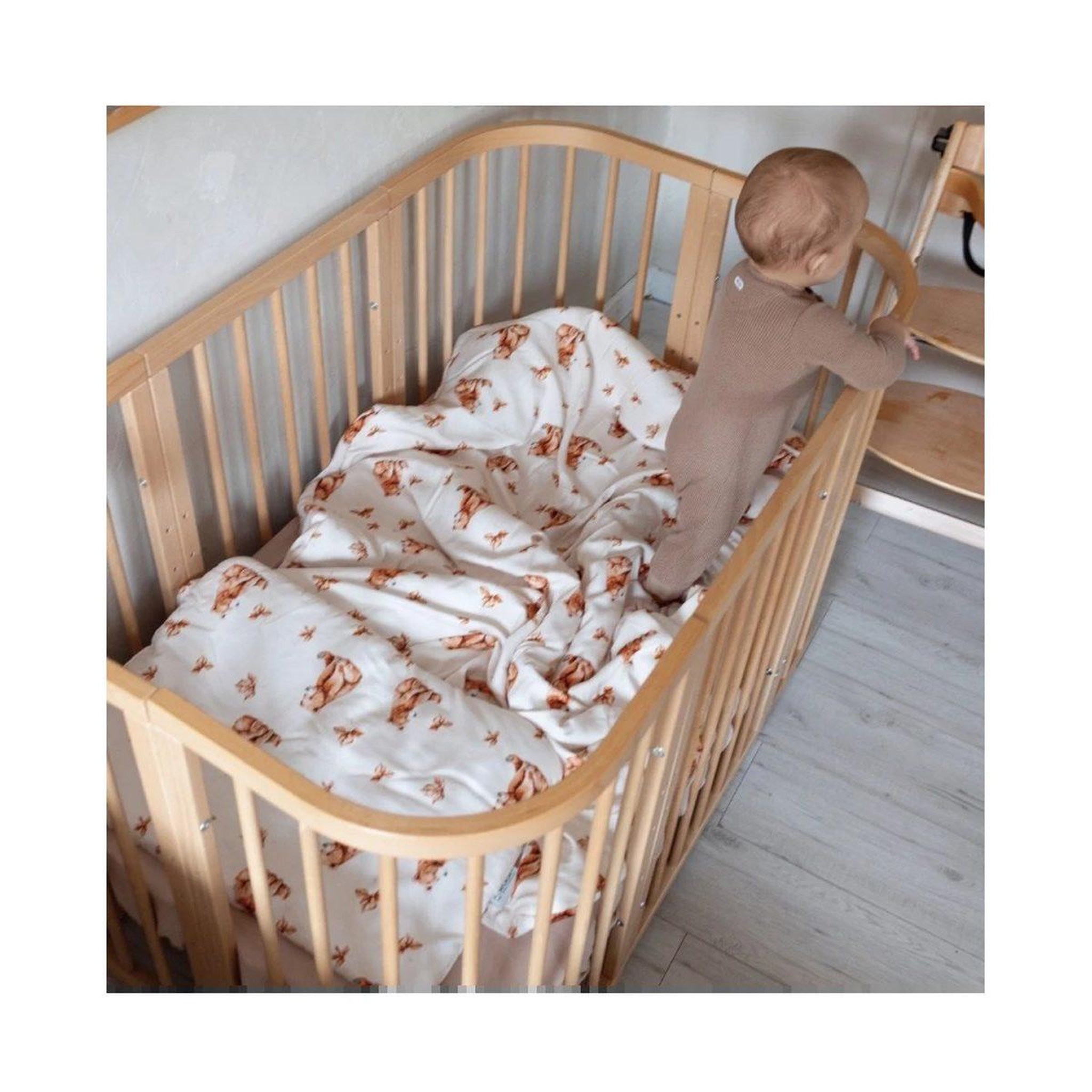 Voir la diapositive 4 : WALDIN Couette bébé 100 × 75 cm - motif oursons, blanc