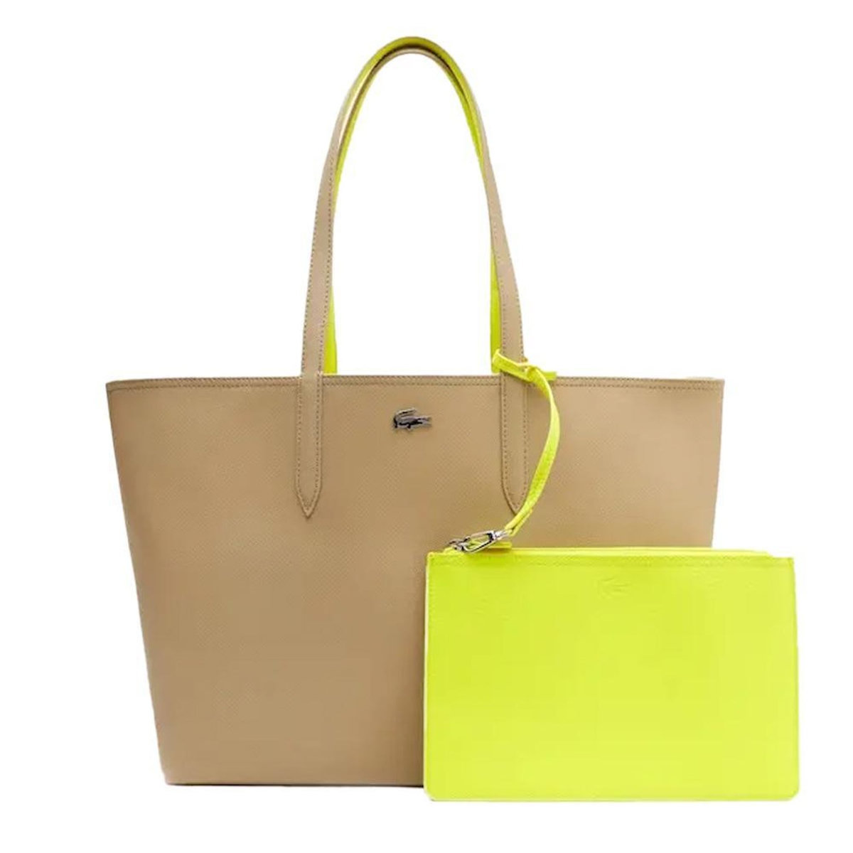 Lacoste Sac Cabas Réversible Beige/Jaune fluo Femme Lacoste Anna