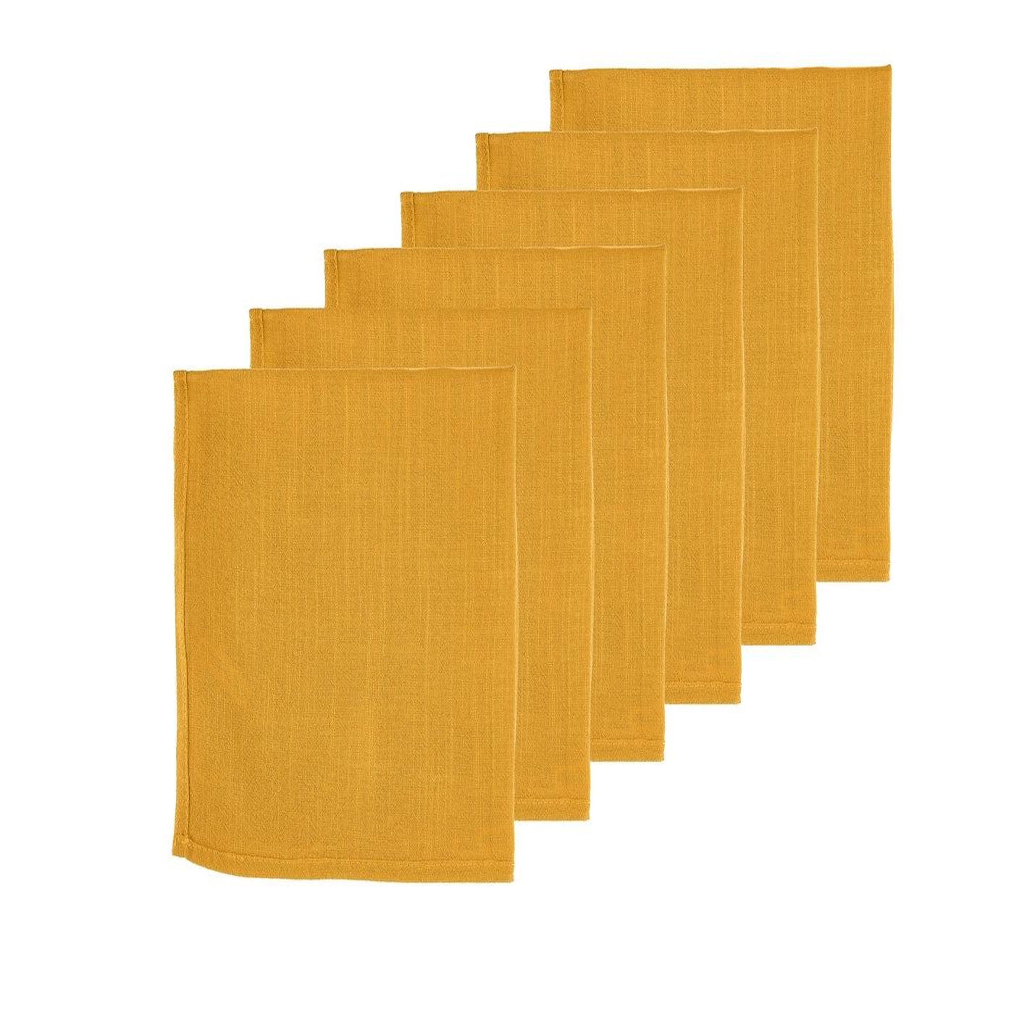 BJORN Serviette de table - 6 pièces - Lin et coton jaune moutarde