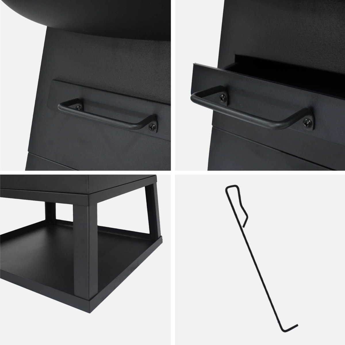 SWEEEK Brasero barbecue Ø59cm noir avec grille de cuisson et espace de rangement - Izalco