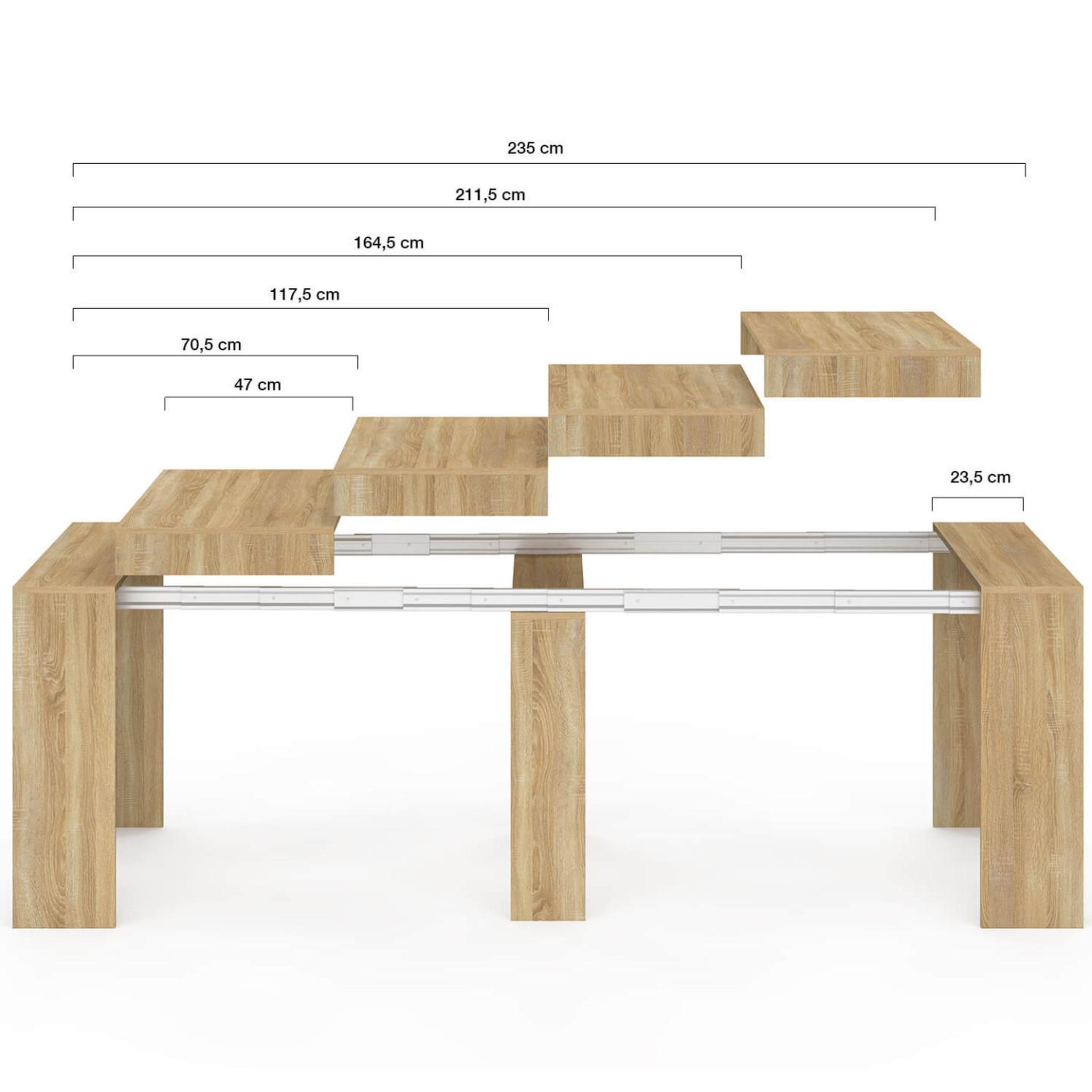 Voir la diapositive 5 : ID MARKET Table console extensible orlando 10 personnes 235 cm bois façon hêtre