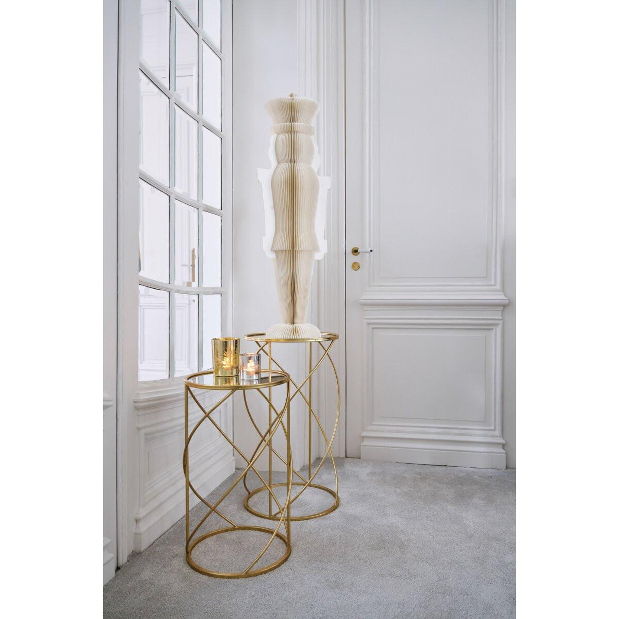 Voir la diapositive 6 : J-LINE Lot de 2 tables d'appoint  ingrid  70cm doré