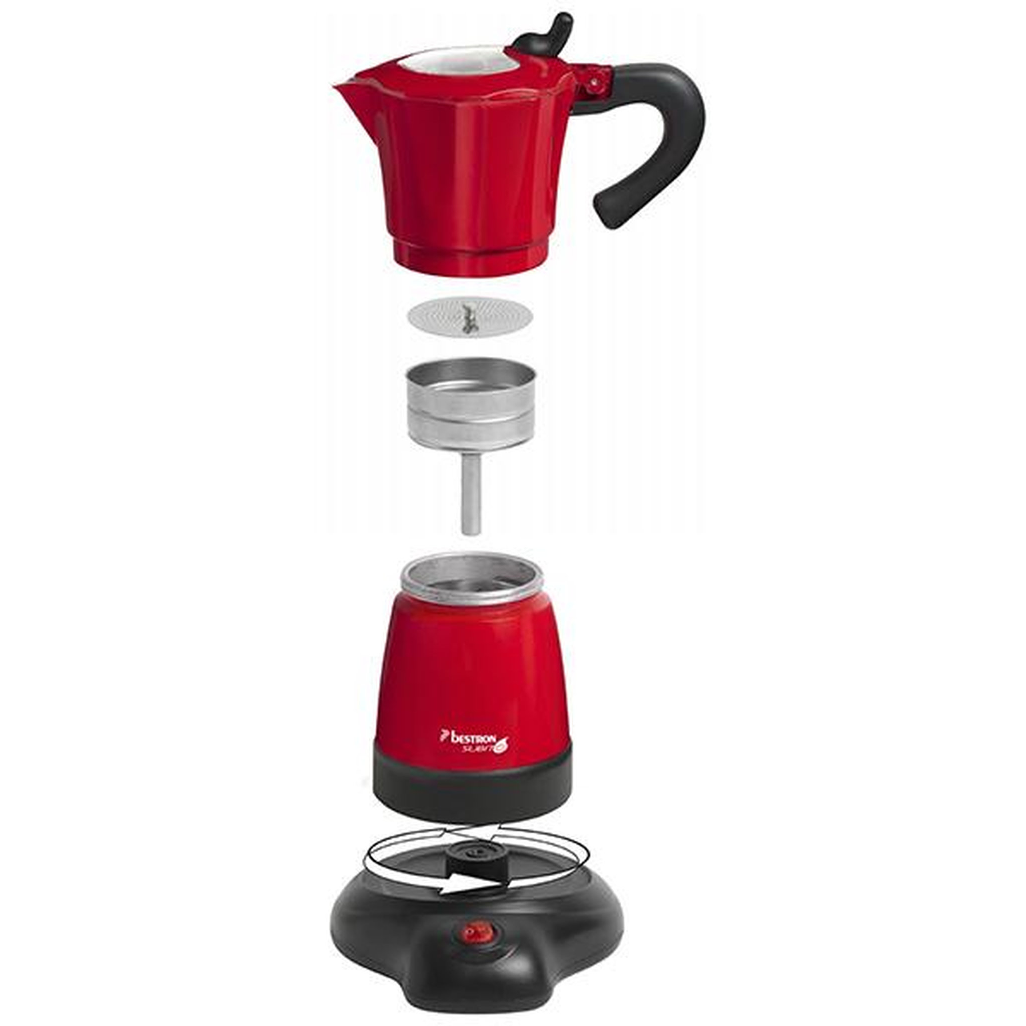 Voir la diapositive 3 : Bestron Cafetière italienne électrique 6 tasses 480w rouge - aes480