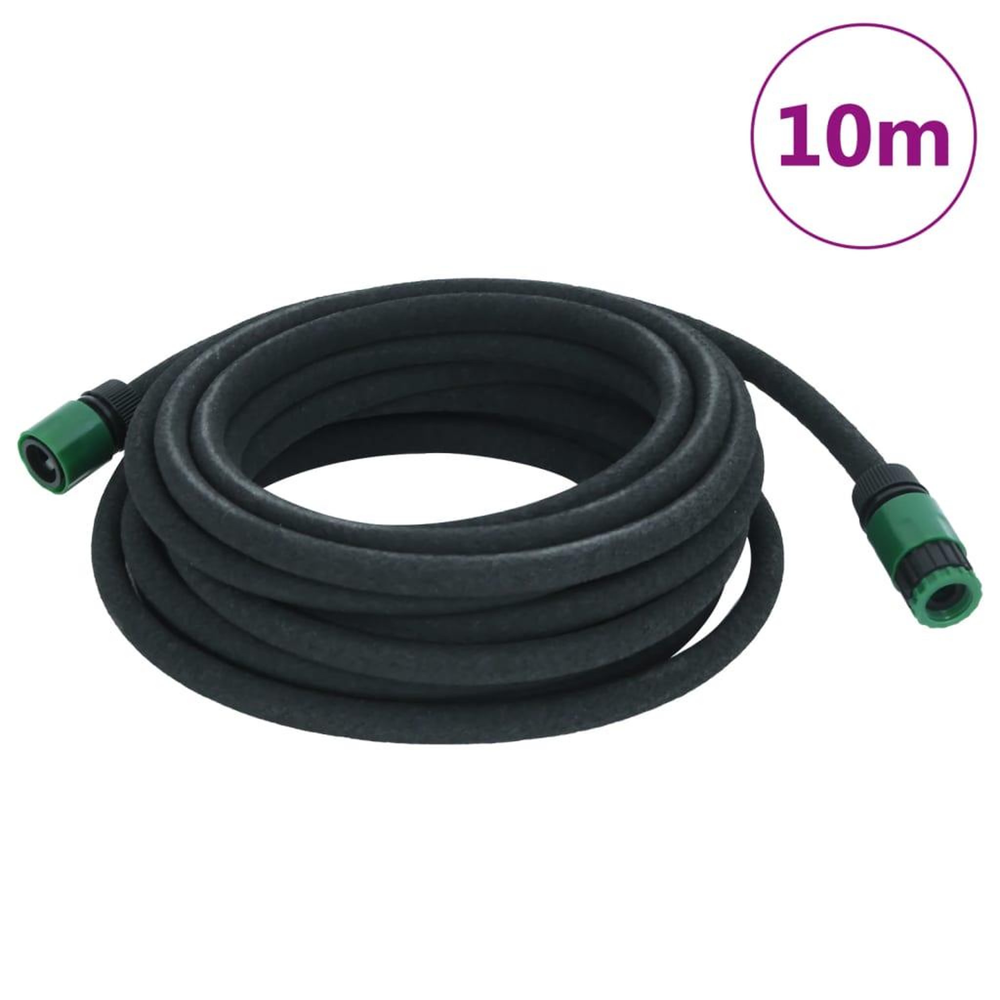 VIDAXL Tuyau d'arrosage de jardin noir 0,6  10 m caoutchouc