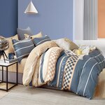 Home collection Parure housse de couette 100 % percale de coton 80 fils Rayvan. Coloris disponibles : Bleu