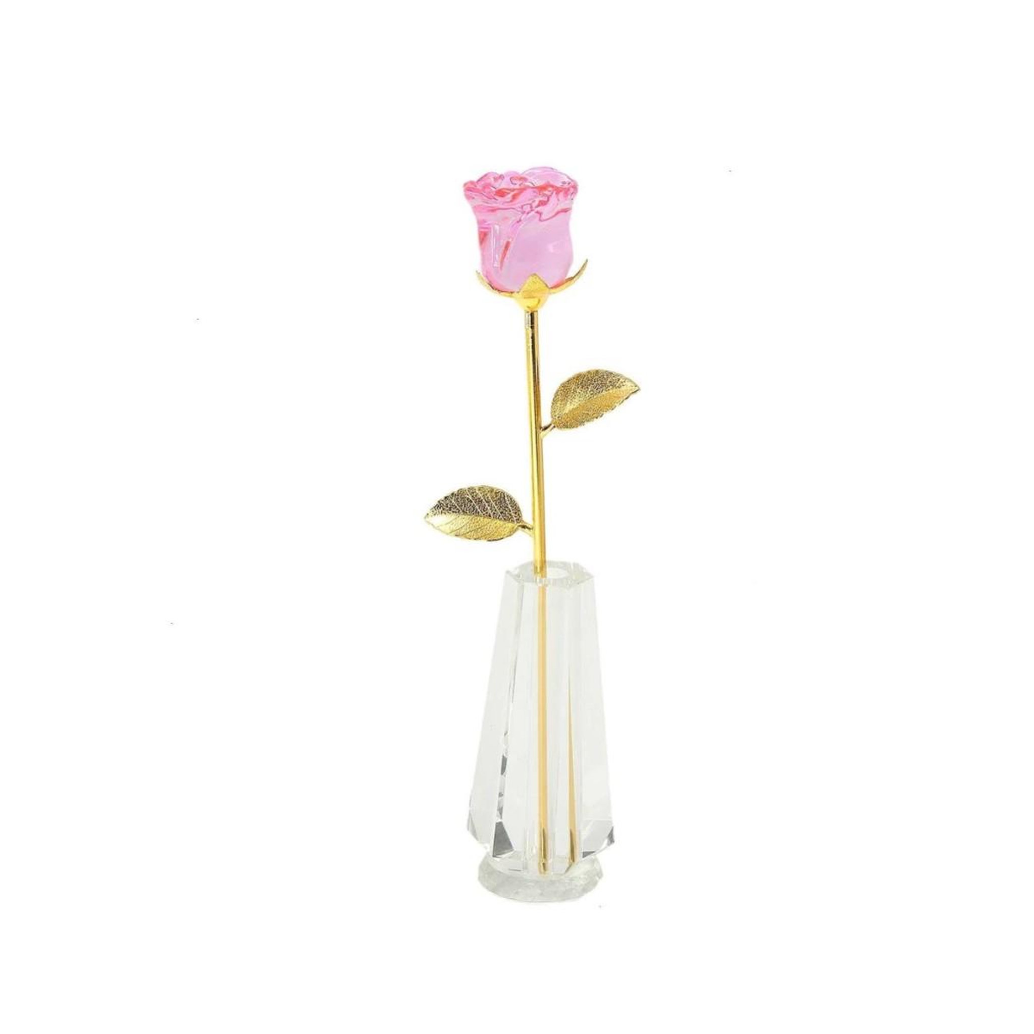 SC CRYSTAL Rose en cristal rose et vase