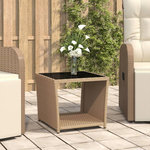 VIDAXL Table a the dessus en verre beige Resine tressee verre trempe