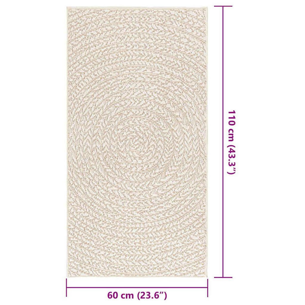 VIDAXL Tapis ZIZUR creme 60x110 cm aspect de jute interieur exterieur