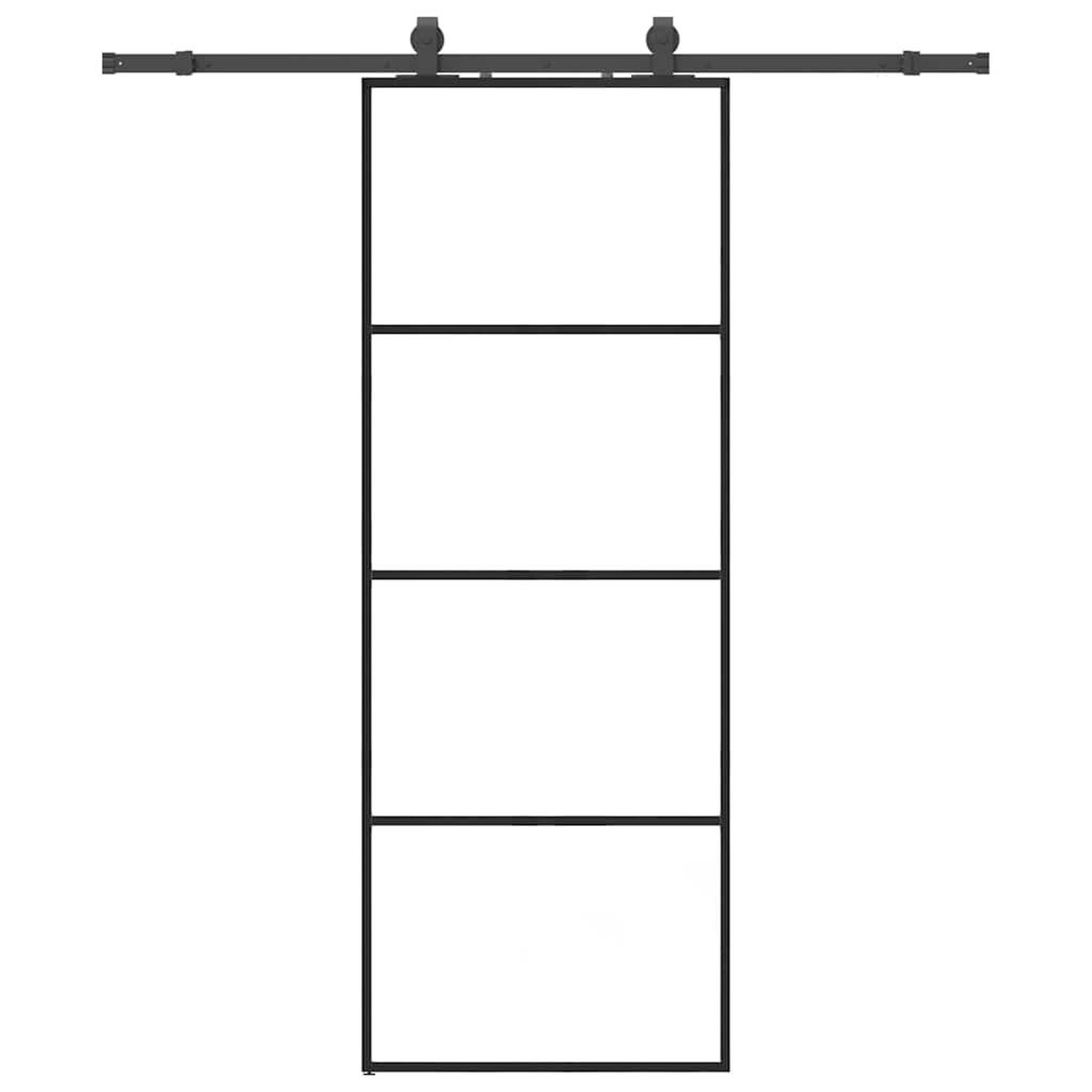 Voir la diapositive 2 : VIDAXL Porte coulissante kit de quincaillerie noir 76x205 cm verre ESG