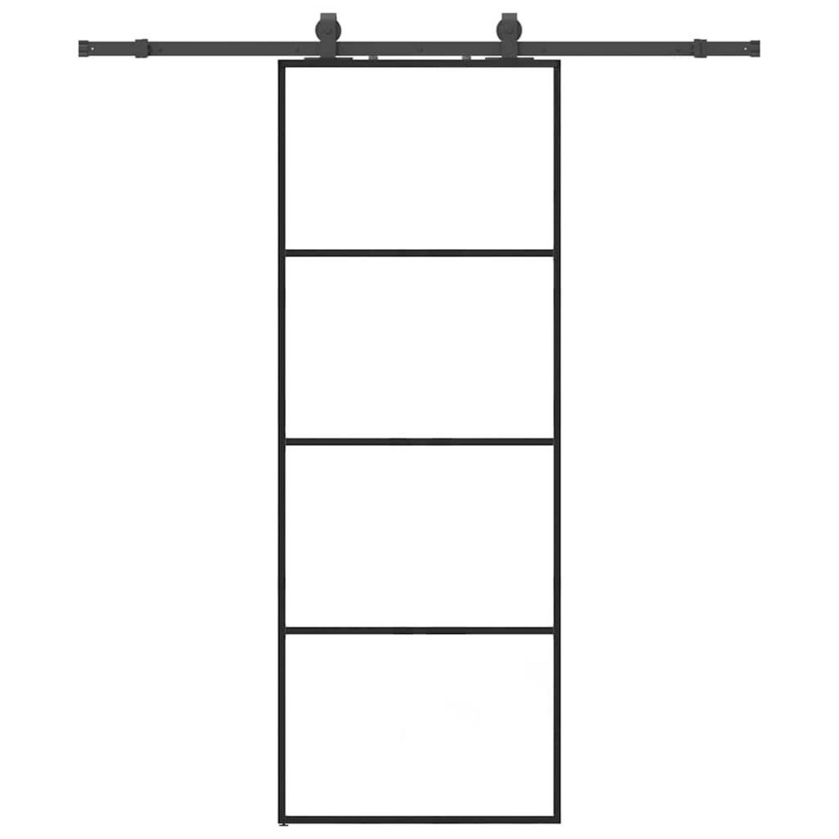 VIDAXL Porte coulissante kit de quincaillerie noir 76x205 cm verre ESG