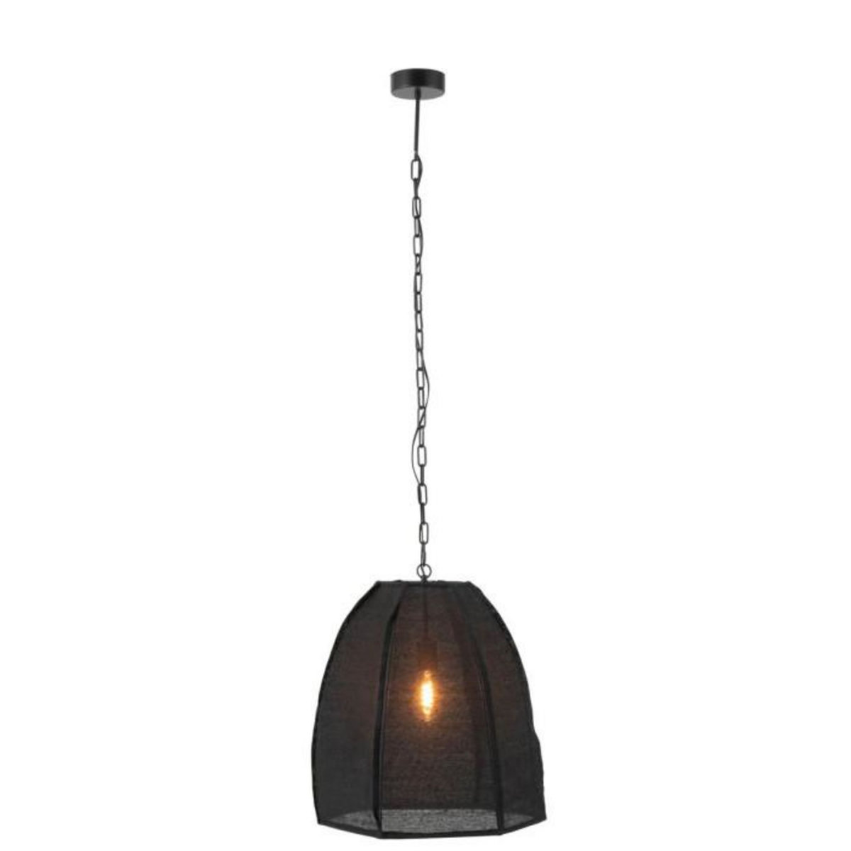 Paris Prix Lampe Suspension en Lin  Poire  161cm Noir