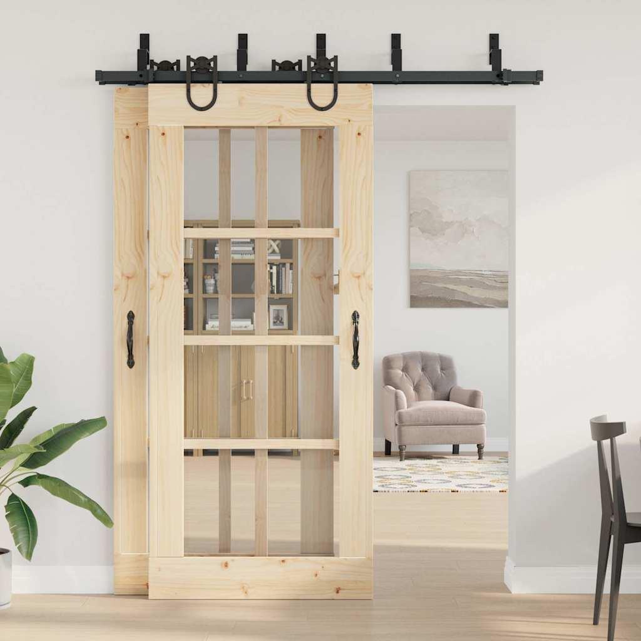 Voir la diapositive 3 : VIDAXL Kit de quincaillerie de porte coulissante 183 cm Acier Noir