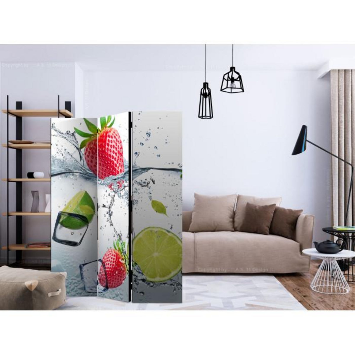 Paris Prix Paravent 3 Volets  Fruit Cocktail  135x172cm