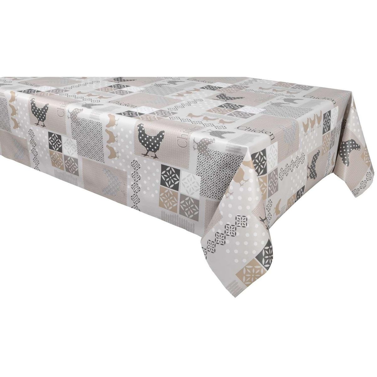 HABITABLE Nappe en toile cirée rectangulaire Baco - 140 x 200 cm - Taupe