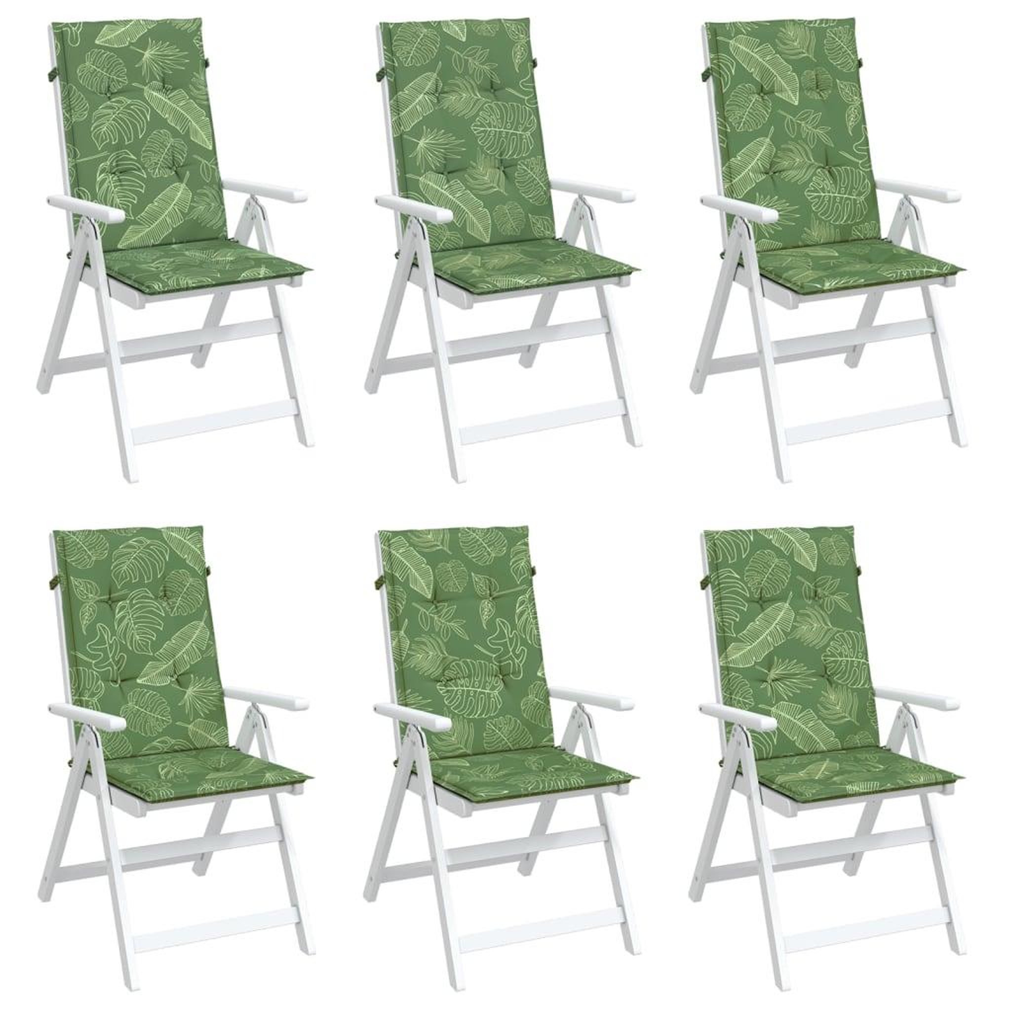 Voir la diapositive 4 : VIDAXL Coussins de chaise a dossier haut lot de 6 modele de feuille