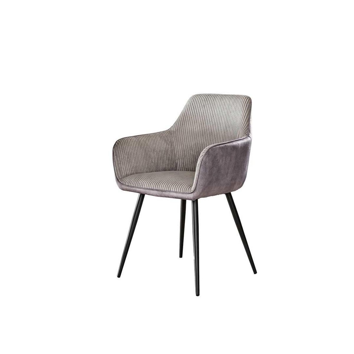 LISA DESIGN Lormi - lot de 2 fauteuils - en velours côtelé et velours - gris