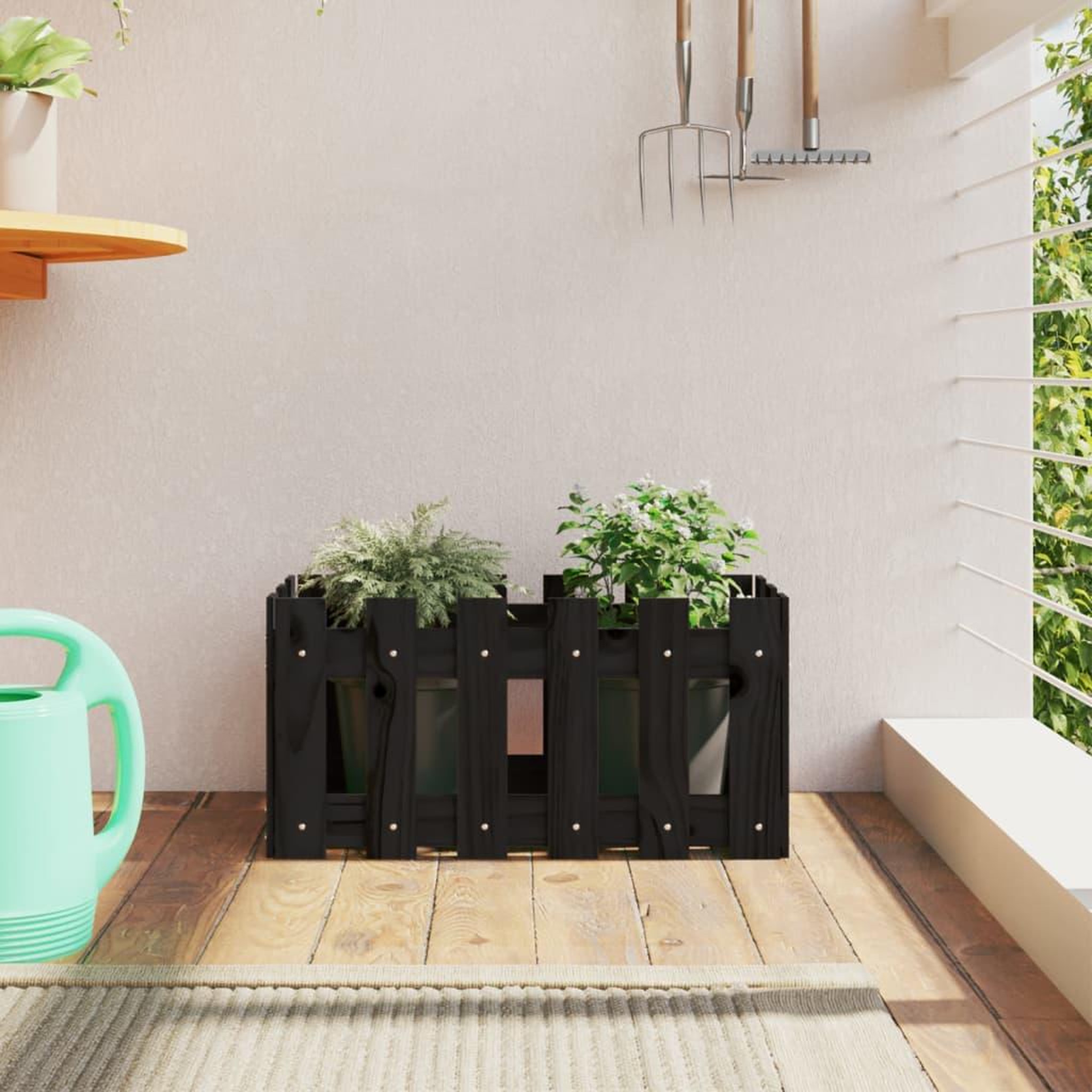 VIDAXL Jardiniere avec design de cloture noir 60x30x30 cm pin massif