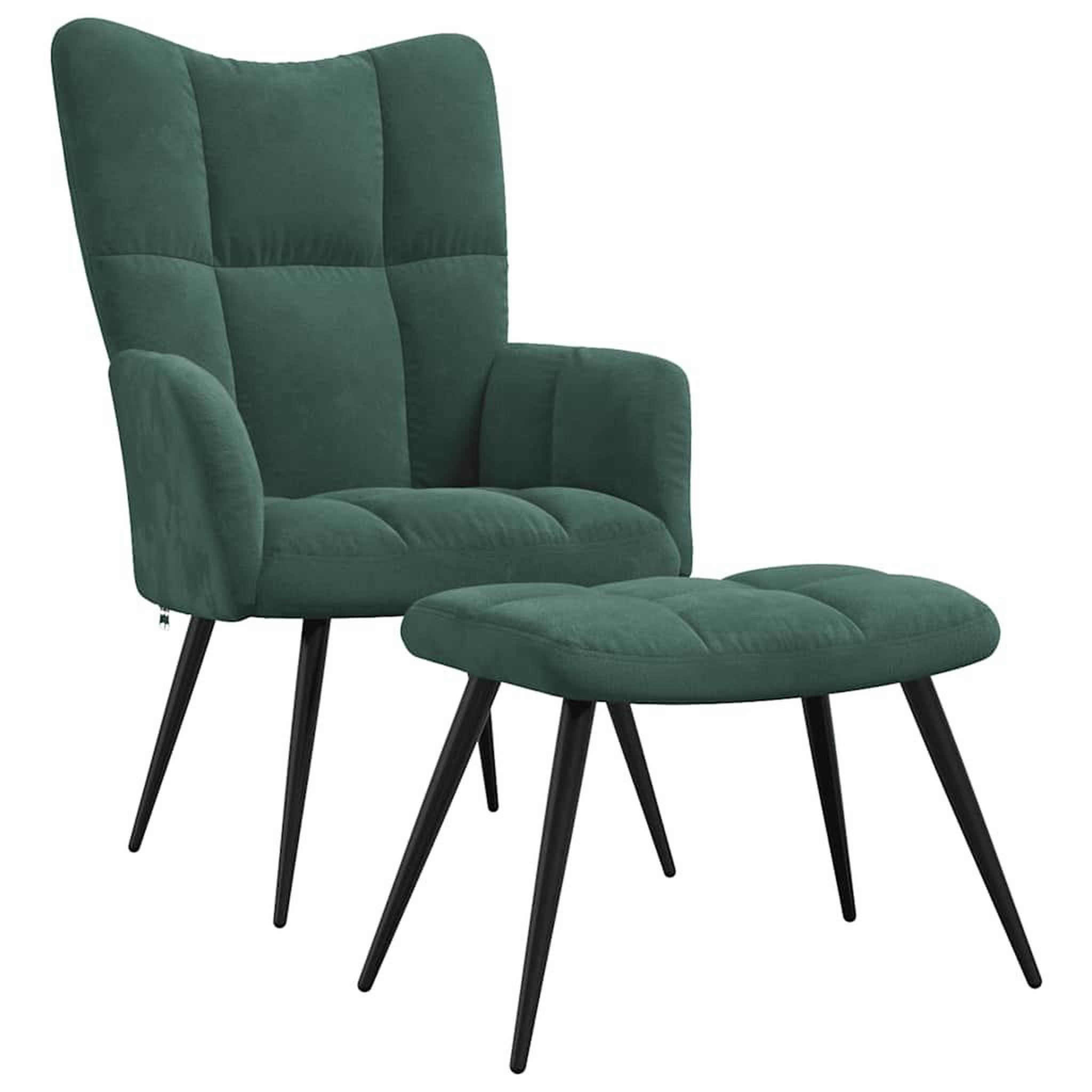 Voir la diapositive 2 : VIDAXL Chaise de relaxation avec tabouret Vert fonce Velours