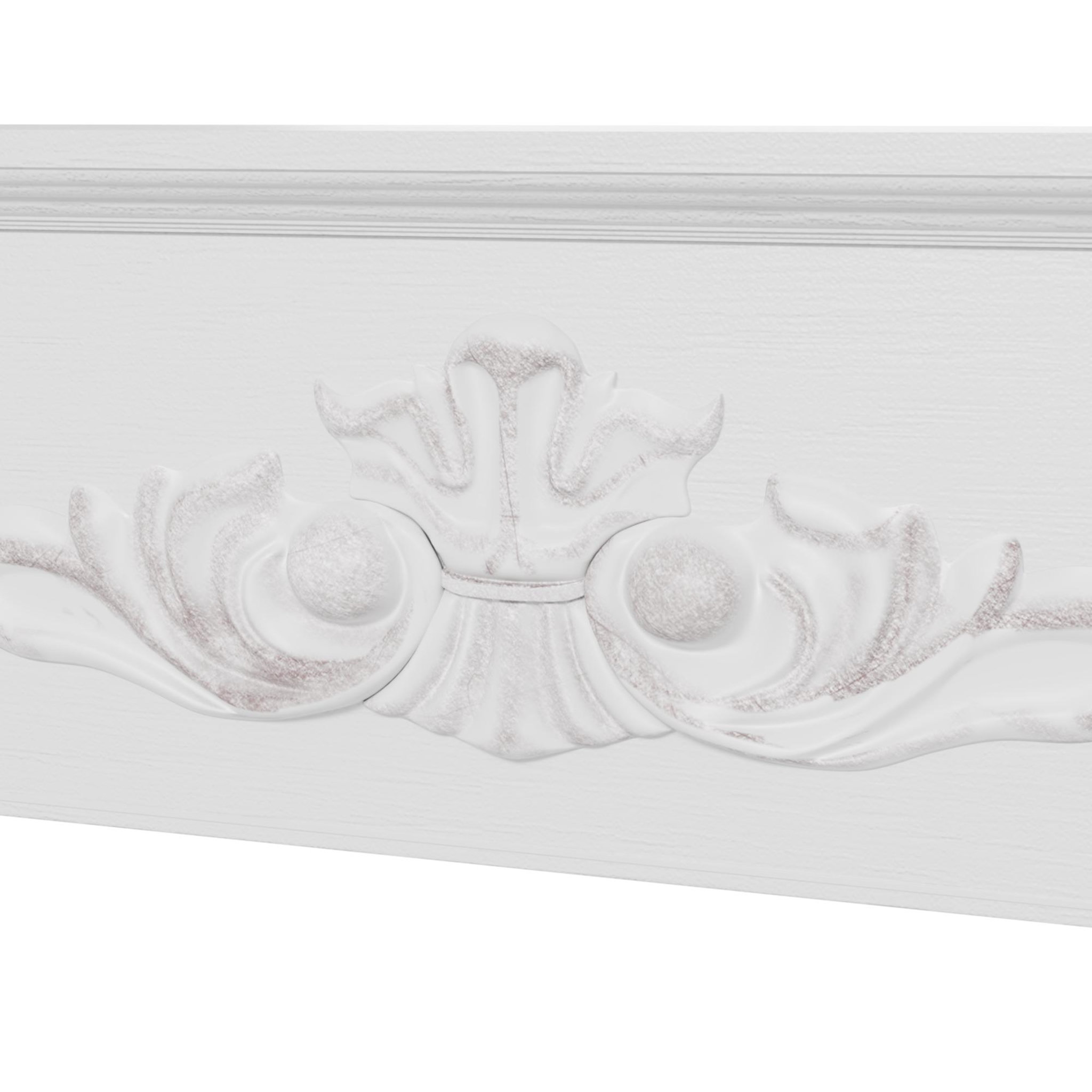 Voir la diapositive 5 : HOMCOM Manteau de cheminée style baroque - dim. 101l x 19l x 100h cm - bois de sapin blanc effet vieilli