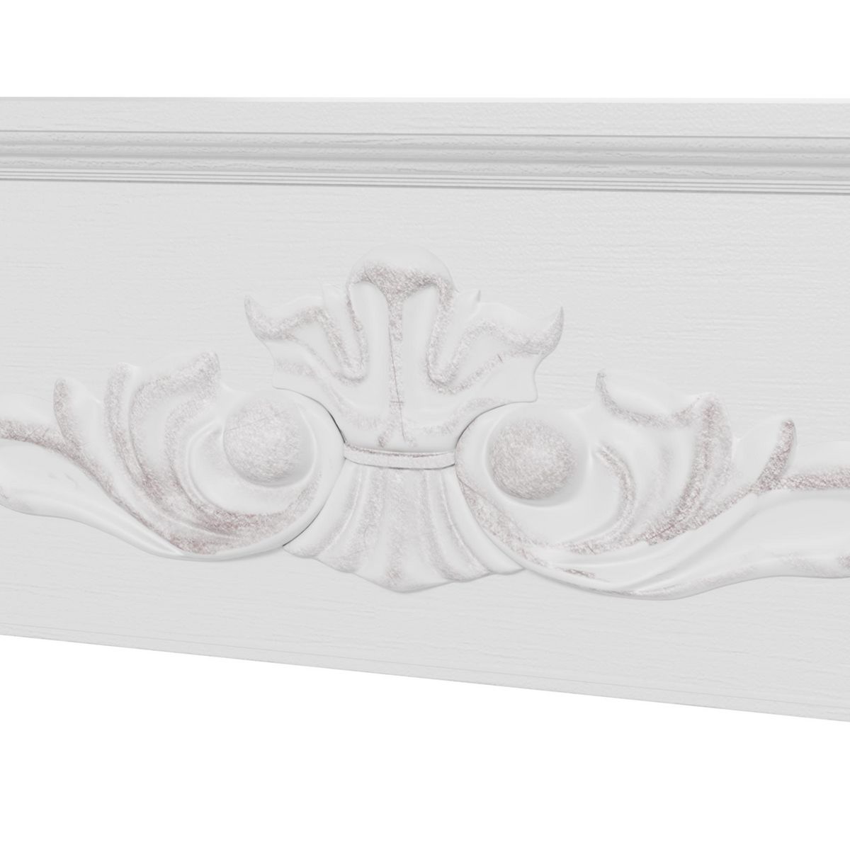 HOMCOM Manteau de cheminée style baroque - dim. 101L x 19l x 100H cm - bois de sapin blanc effet vieilli