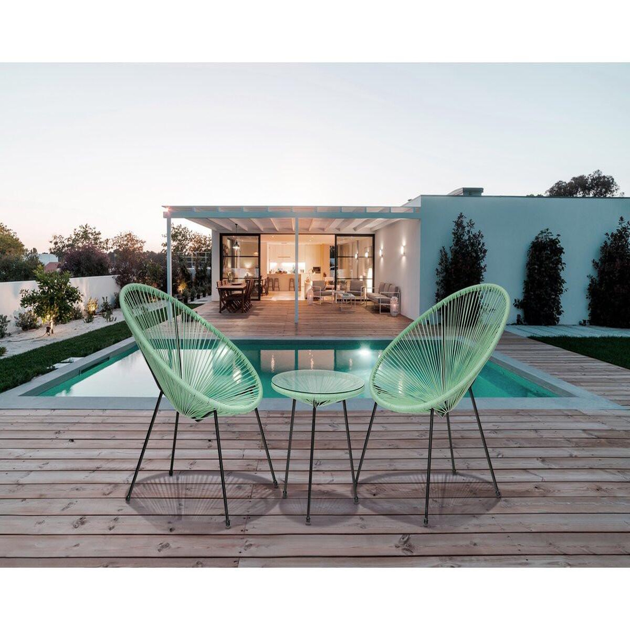 Voir la diapositive 2 : Habitat et Jardin Ensemble de jardin acapulco   liana  - 2 places - vert clair