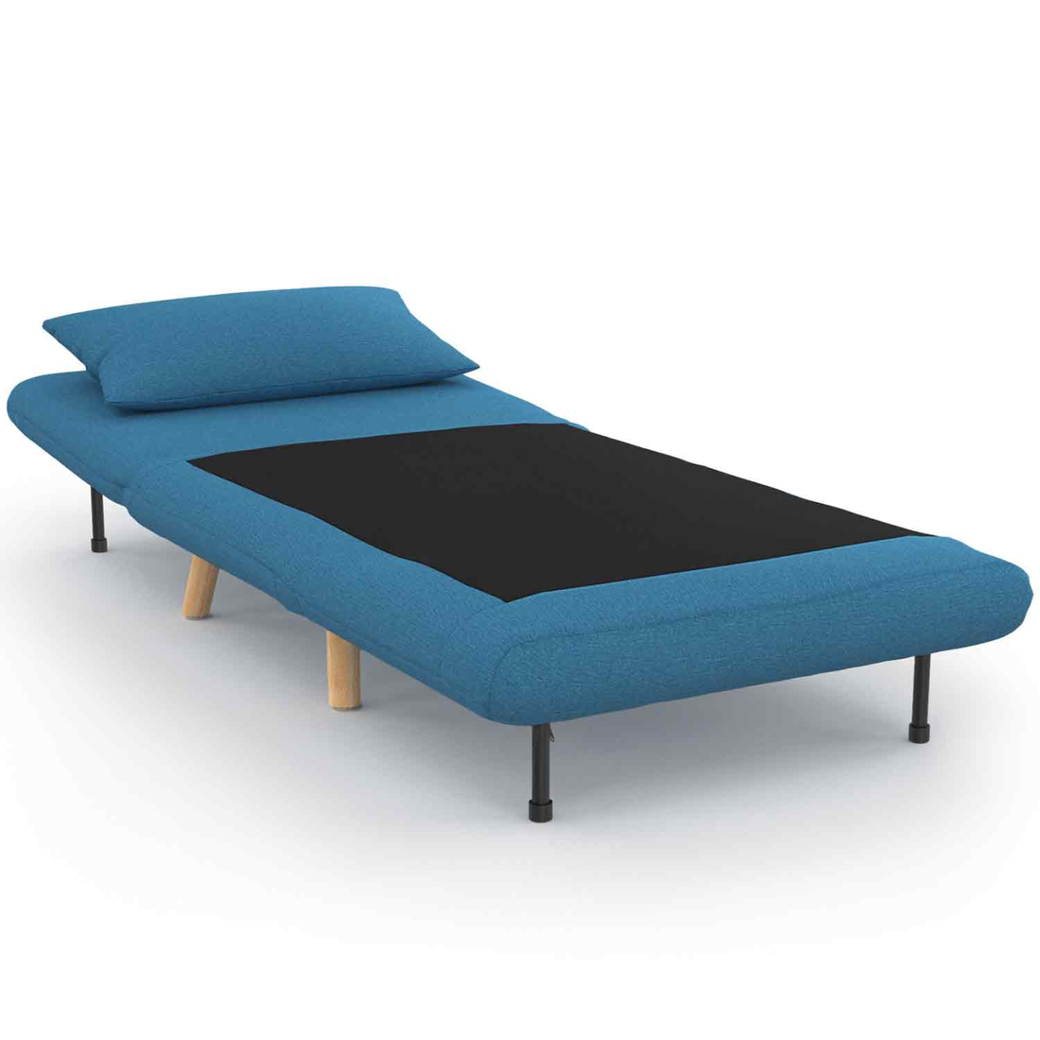 Voir la diapositive 3 : ID MARKET Fauteuil convertible romeo lit d'appoint 1 place 80x190 cm tissu bleu canard
