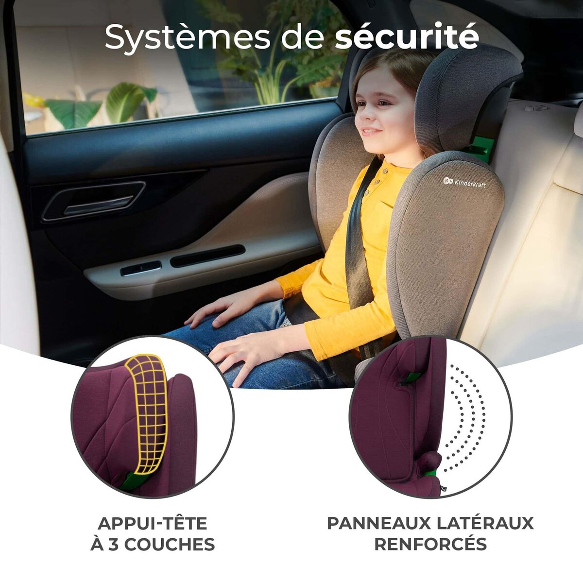 KINDERKRAFT Rehausseur auto isofix groupe 2 3 siege reglable