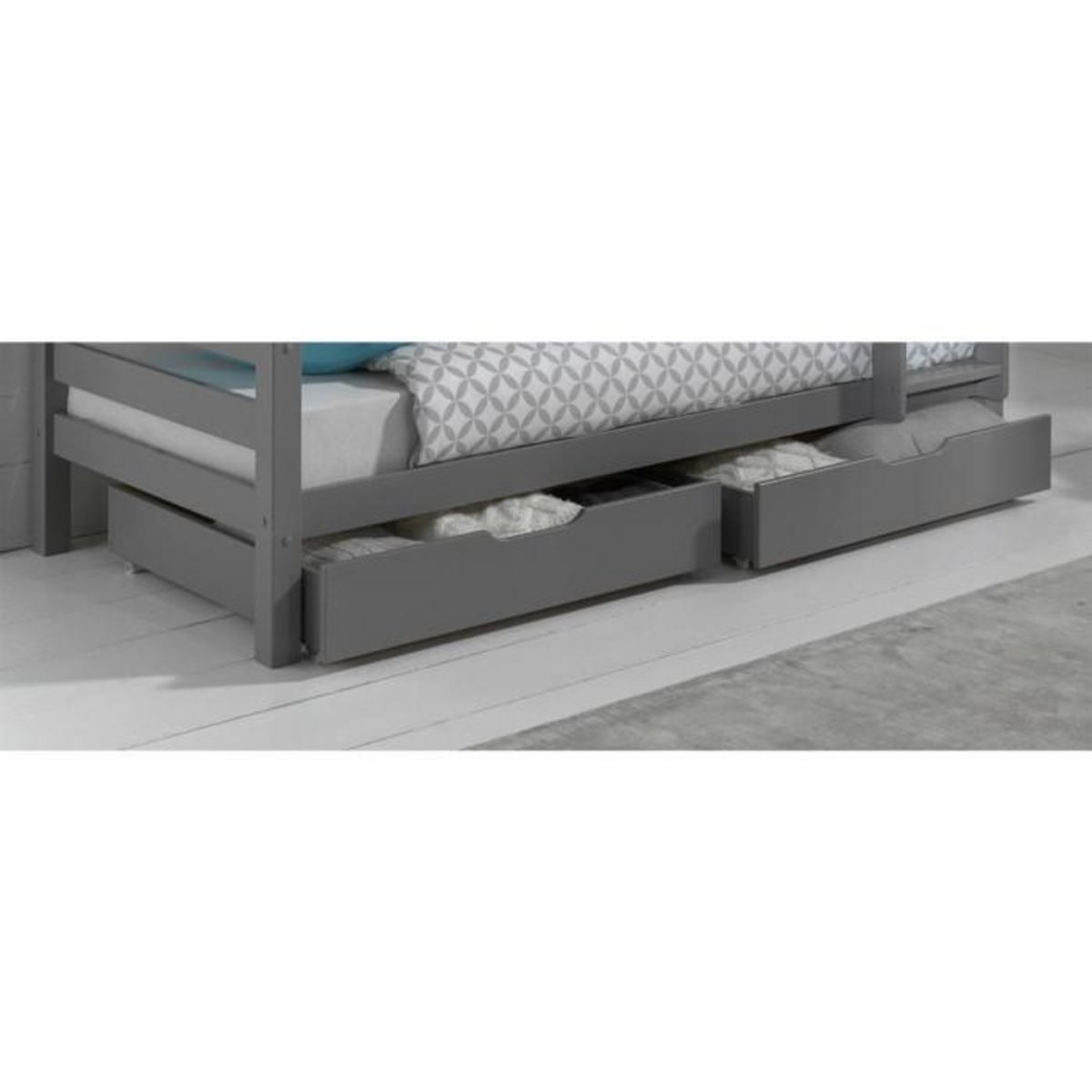 Paris Prix Lot de 2 Tiroirs de Lit  Pino  90x200cm Gris