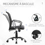 Voir la diapositive 5 : VINSETTO Fauteuil de bureau chaise de bureau réglable pivotant 360° fonction à bascule lin maille résille respirante noir