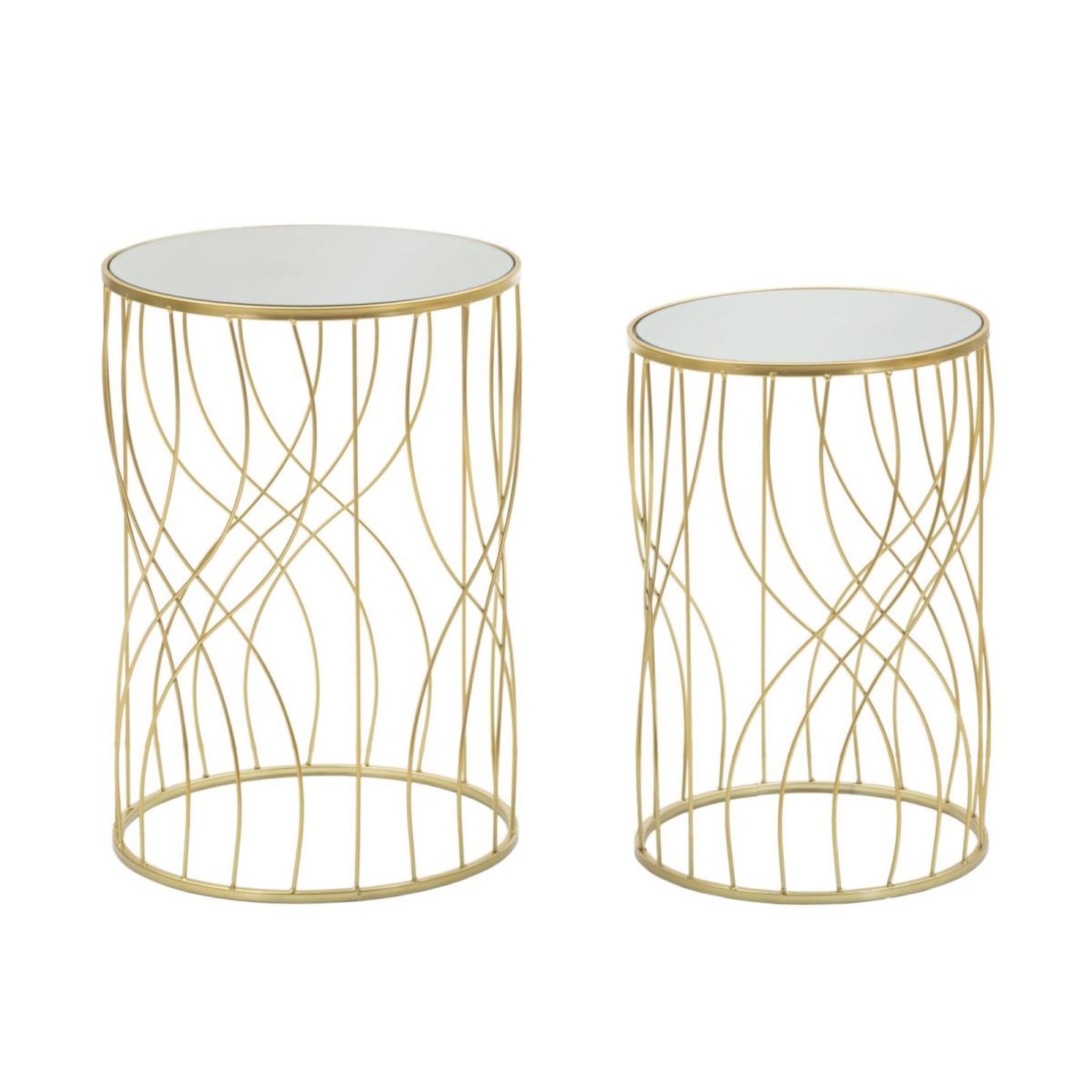 Paris Prix Lot de 2 tables d'appoint  lignes  55cm or