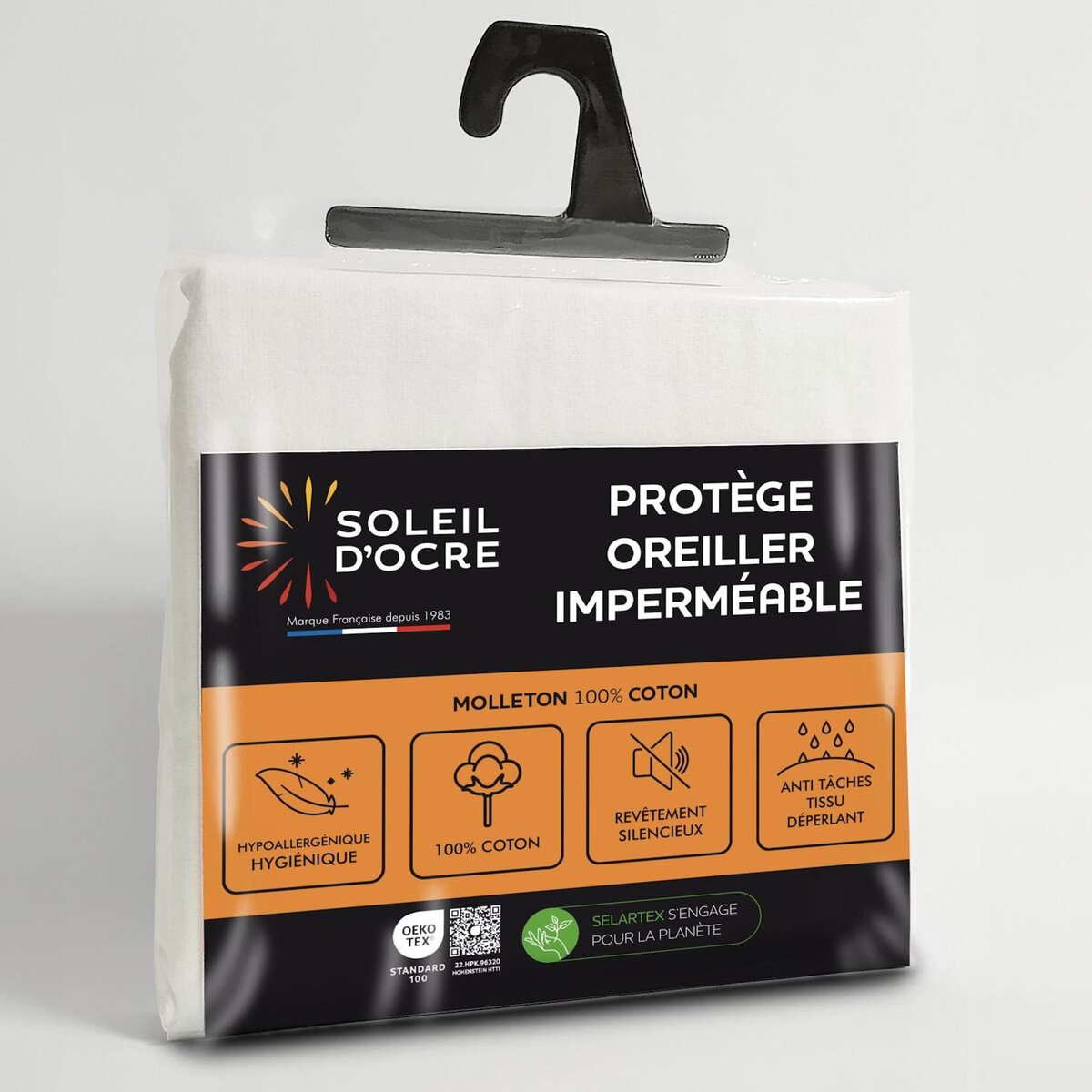 SOLEIL D'OCRE Taie protège oreiller coton MOLLETON imperméable, par Soleil d'ocre