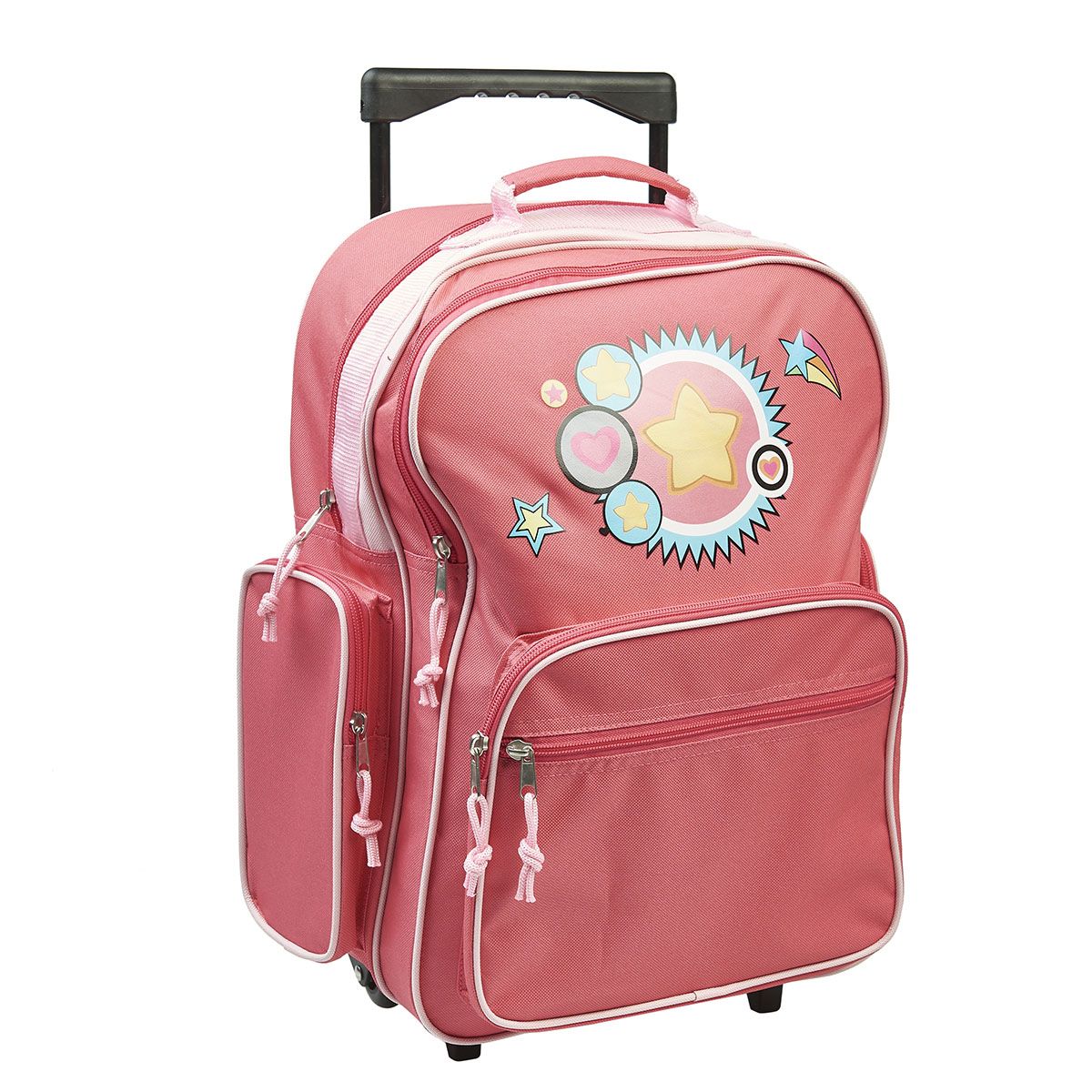 AUCHAN Sac à dos à roulettes rose