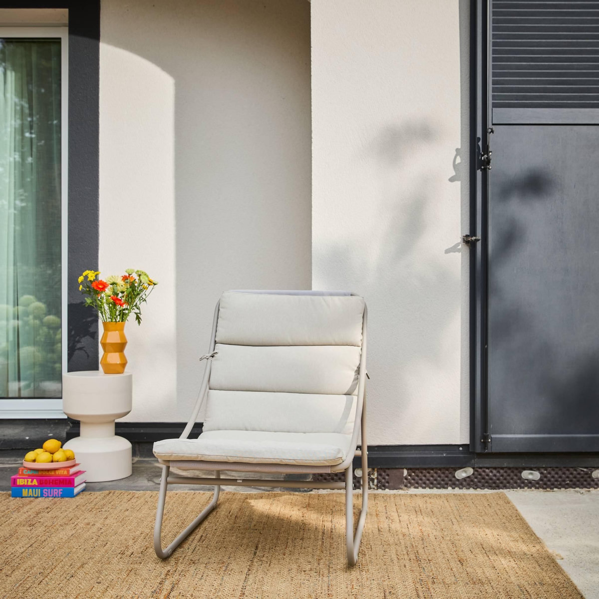 SWEEEK Lot de 2 fauteuils relax acier beige - Edena