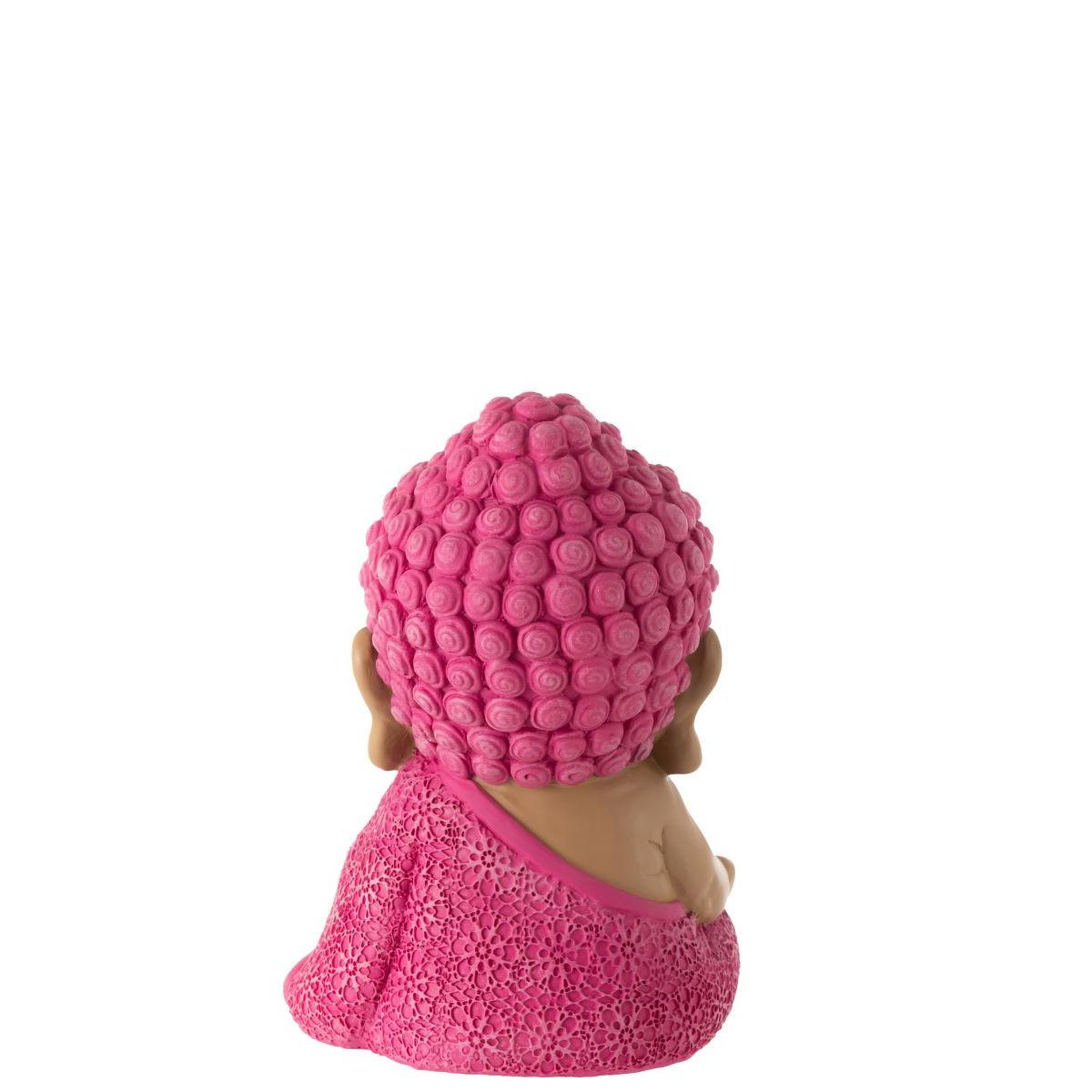 Voir la diapositive 3 : J-LINE Statuette moine zen  toby  19cm rose