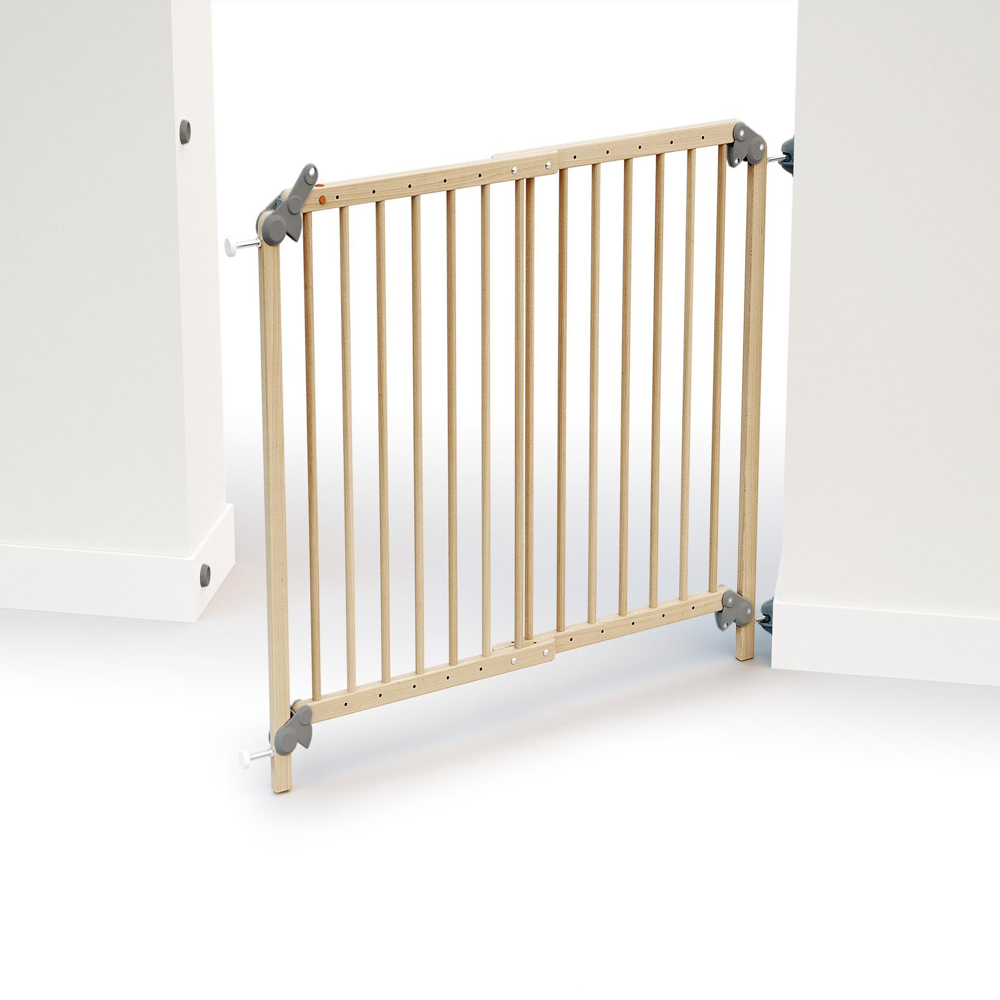 Voir la diapositive 2 : WEBABY Barrière de sécurité bébé extensible en bois LOKEE