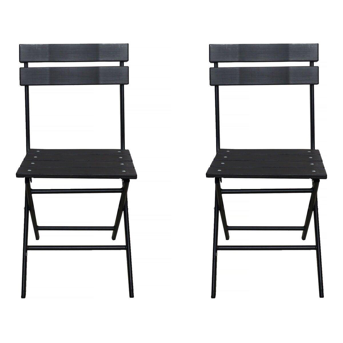 Habitat et Jardin Lot de 2 chaises de jardin pliable en plastique  Tenerife  - Gris anthracite