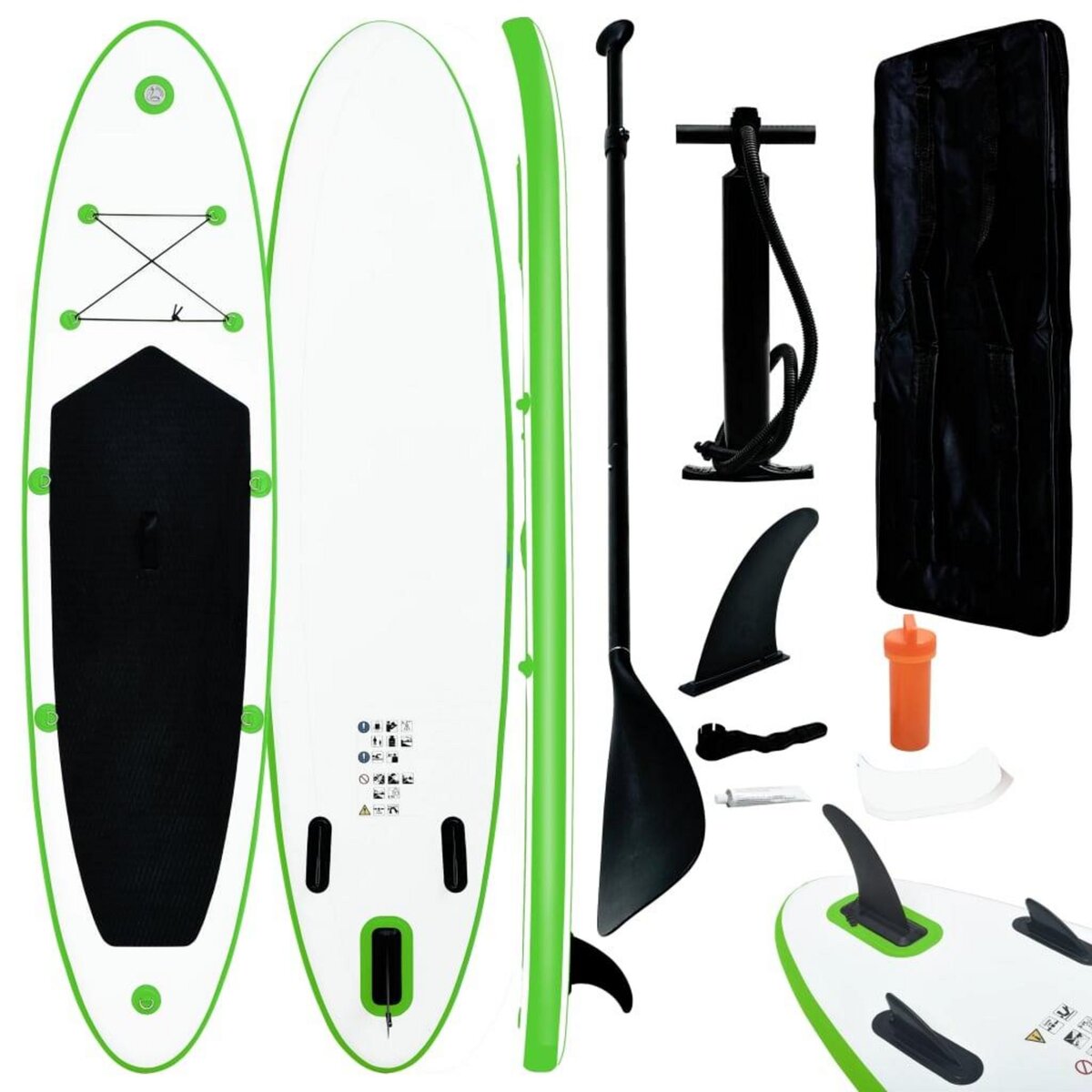 VIDAXL Ensemble de planche SUP gonflable vert et blanc