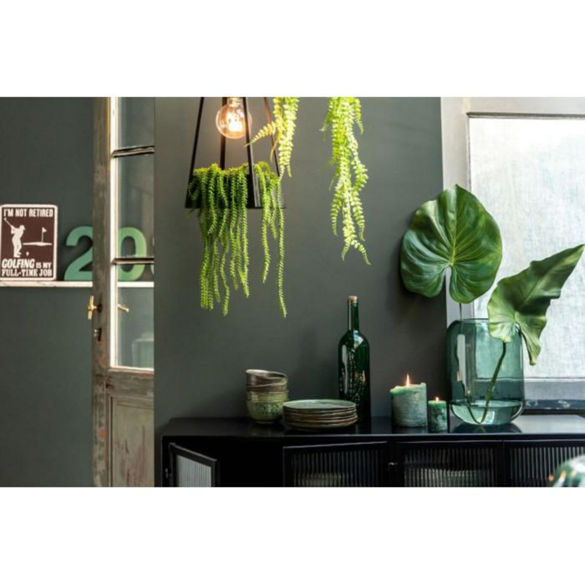 Paris Prix Vase Déco en Verre  Cylindre  29cm Vert