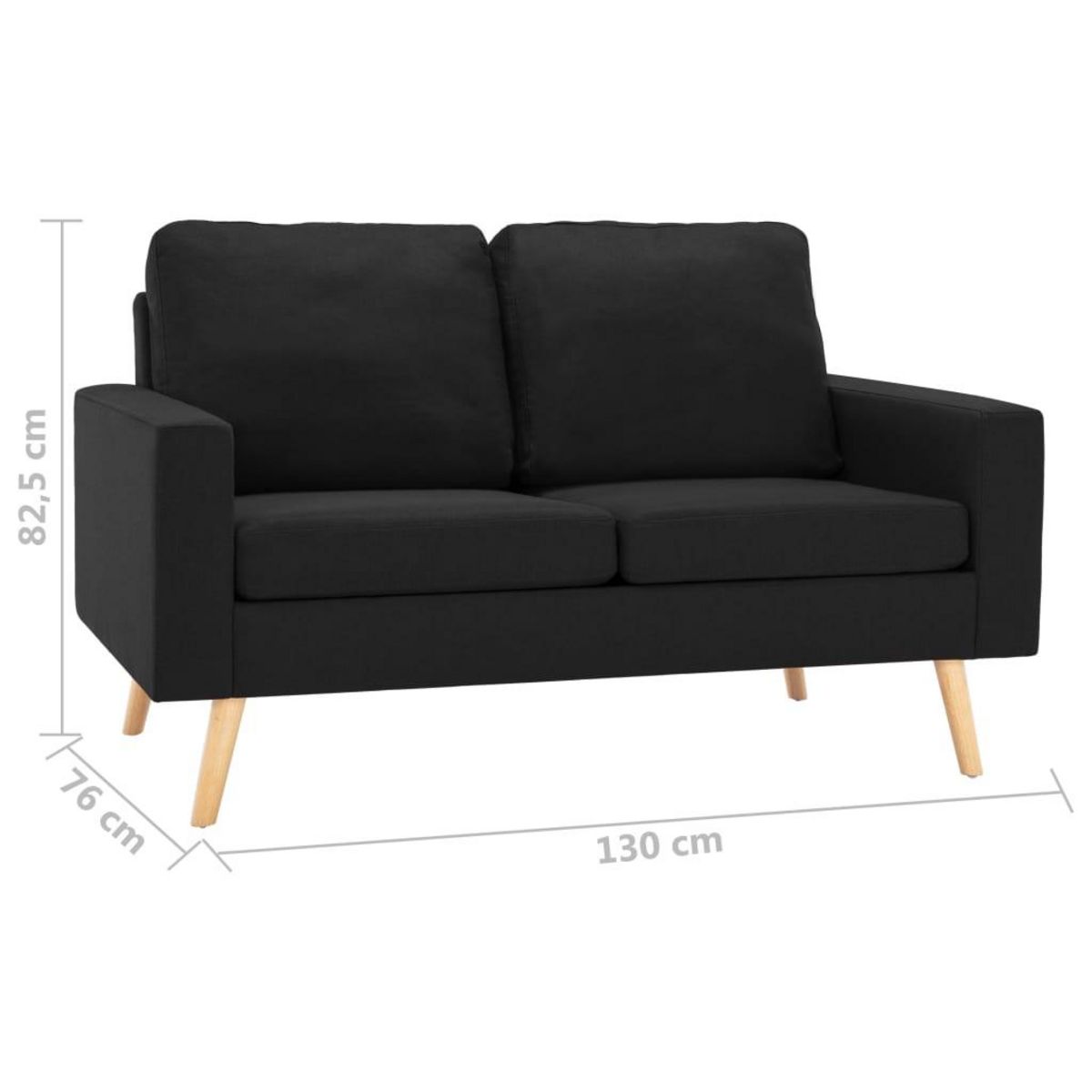 VIDAXL Canape a 2 places Noir Tissu