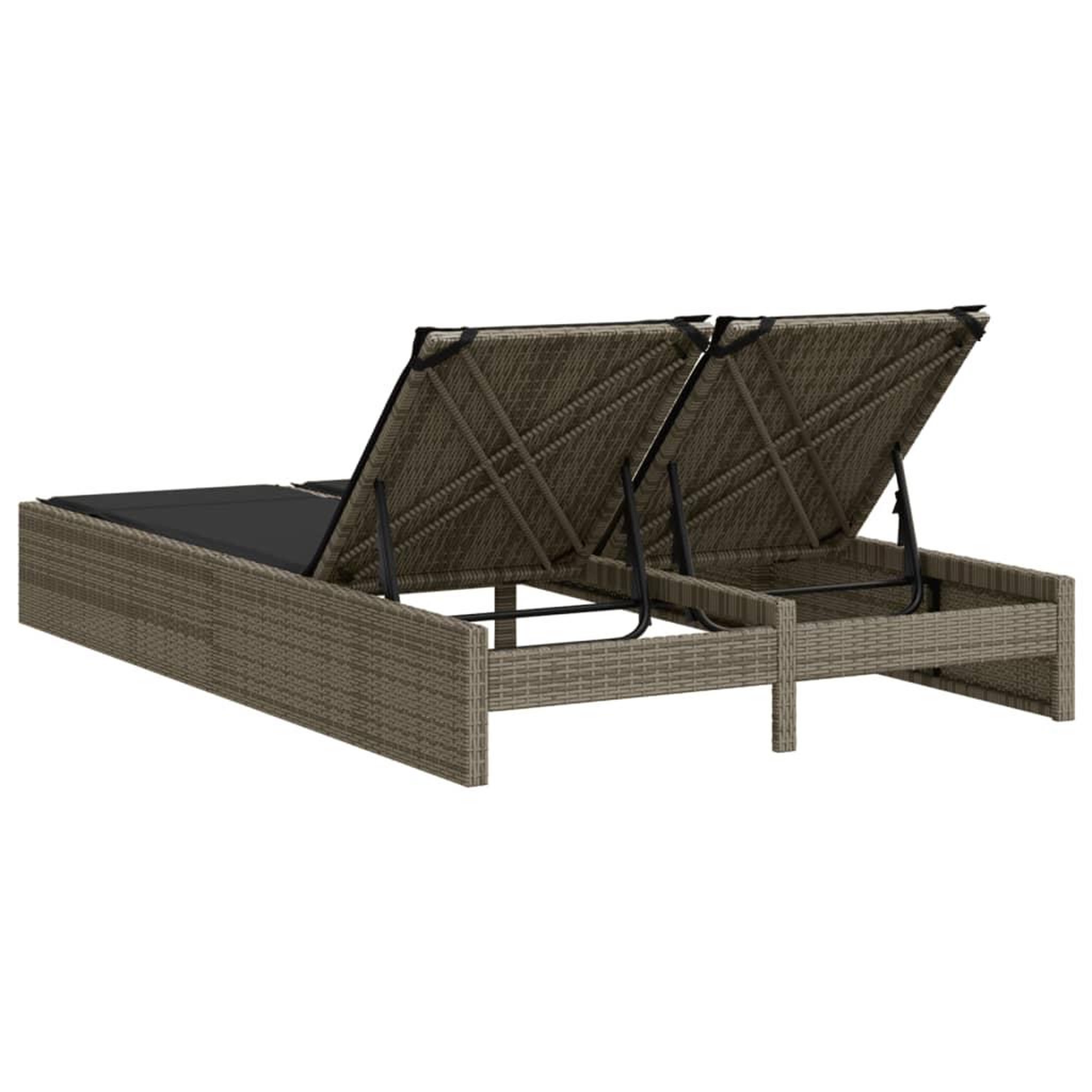 Voir la diapositive 5 : VIDAXL Chaise longue double avec coussins gris resine tressee