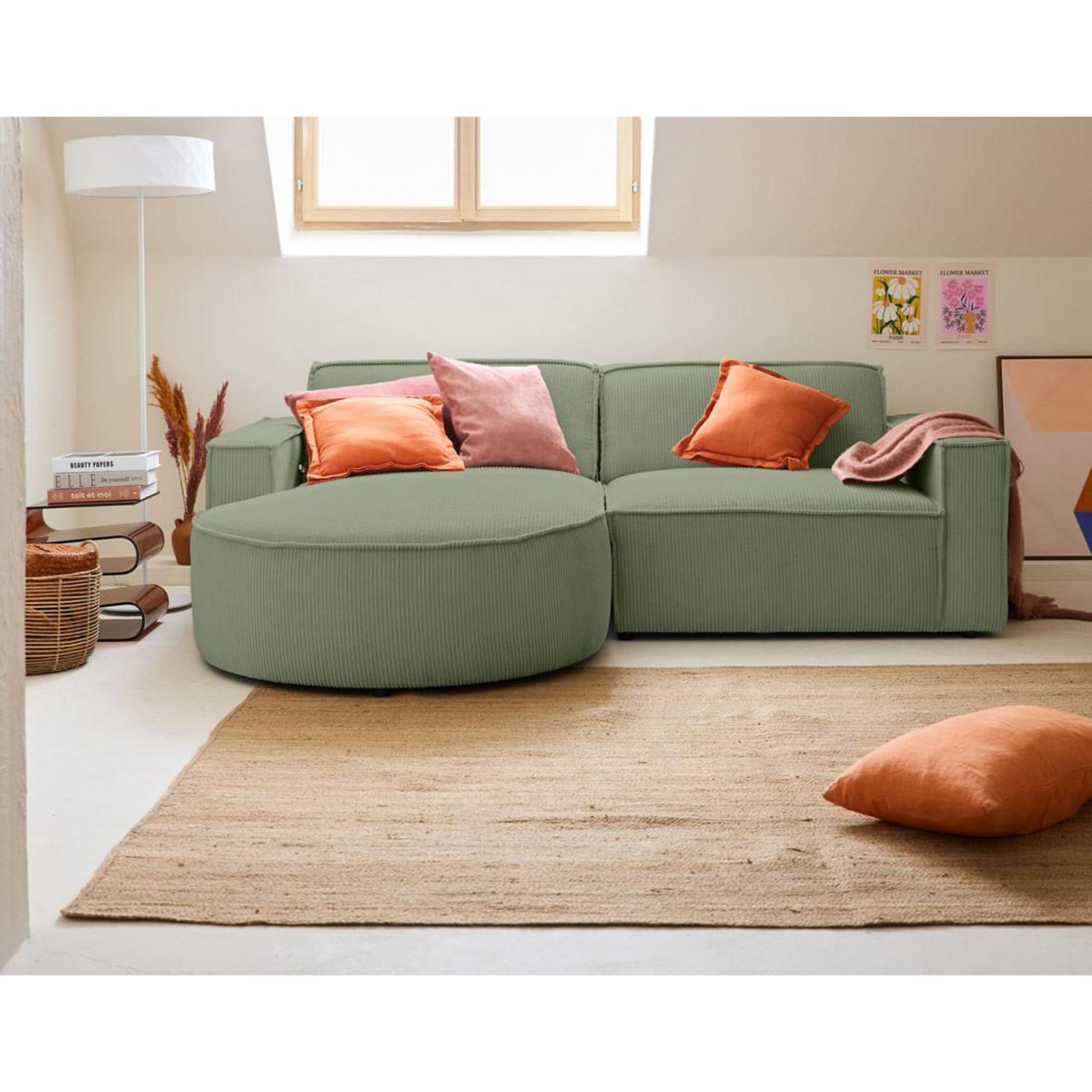 LISA DESIGN Spiaggia - canapé d'angle gauche - 4 places - en velours côtelé