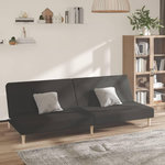 VIDAXL Canape-lit a 2 places noir tissu
