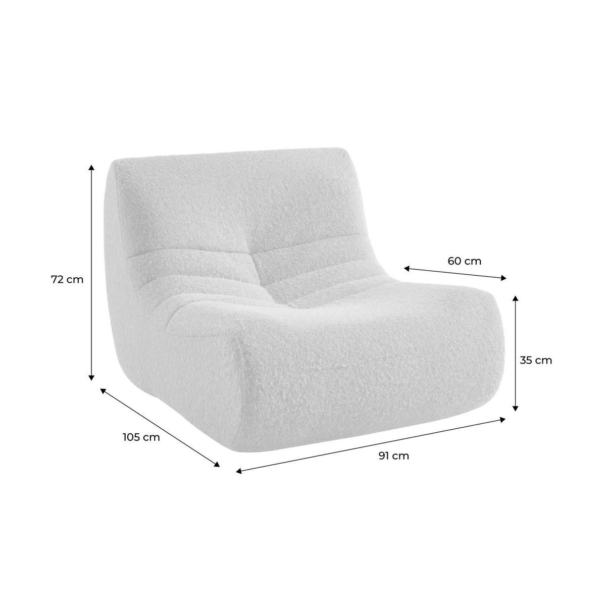 SWEEEK Chauffeuse tissu effet alpaca 2 places. beige. style contemporain. L 91 x P 105 x H 72cm